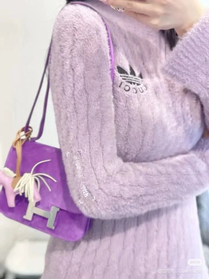 Gucci Gucci Clover co-branded purple long sweater knitwear 2501-N Size US M / EU 48-50 / 2 - 8 Thumbnail