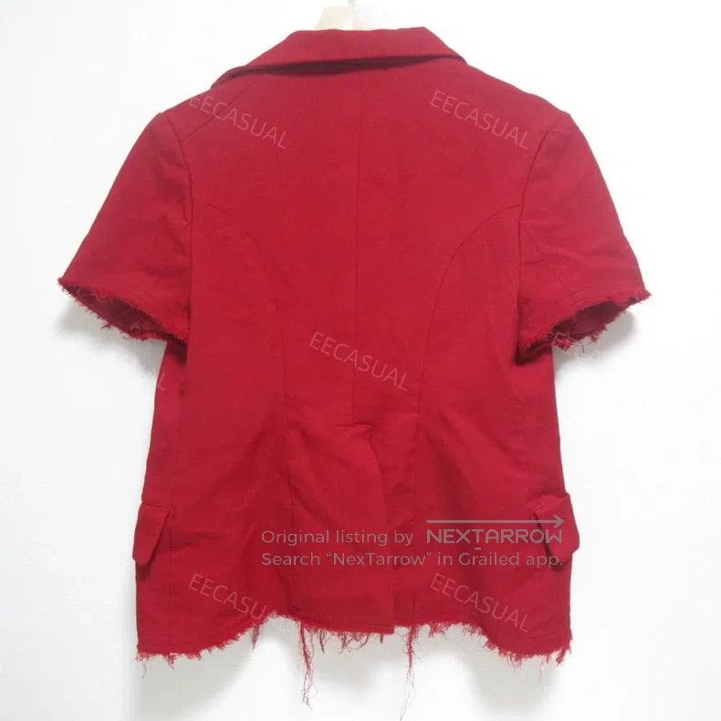 Comme des Garcons Comme Des Garcons Red Frayed Short Sleeve Blazer Jacket Size S / US 4 / IT 40 - 3 Thumbnail