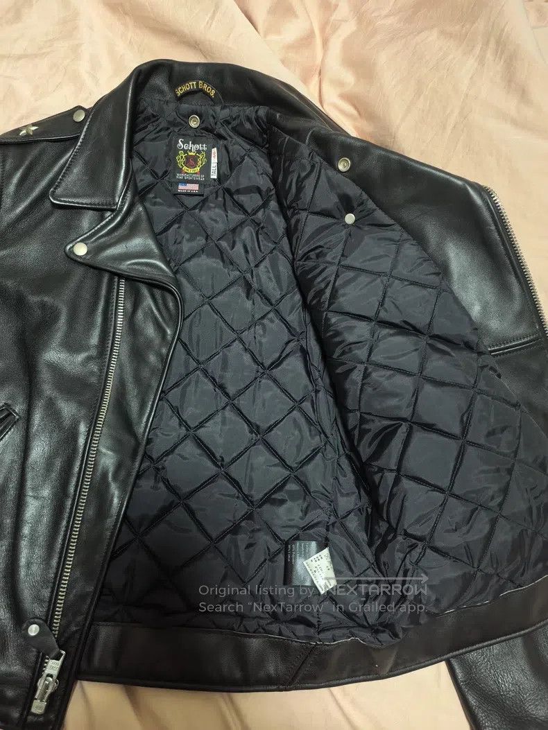 Schott Black cowhide motorcycle leather jacket Size US XXS / EU 40 - 2 Thumbnail