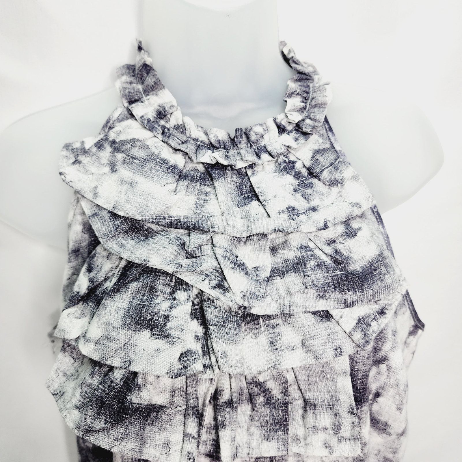 Other Marisa Christina Black Tie Dye Linen Blend Ruffle Top Size M / US 6-8 / IT 42-44 - 5 Thumbnail