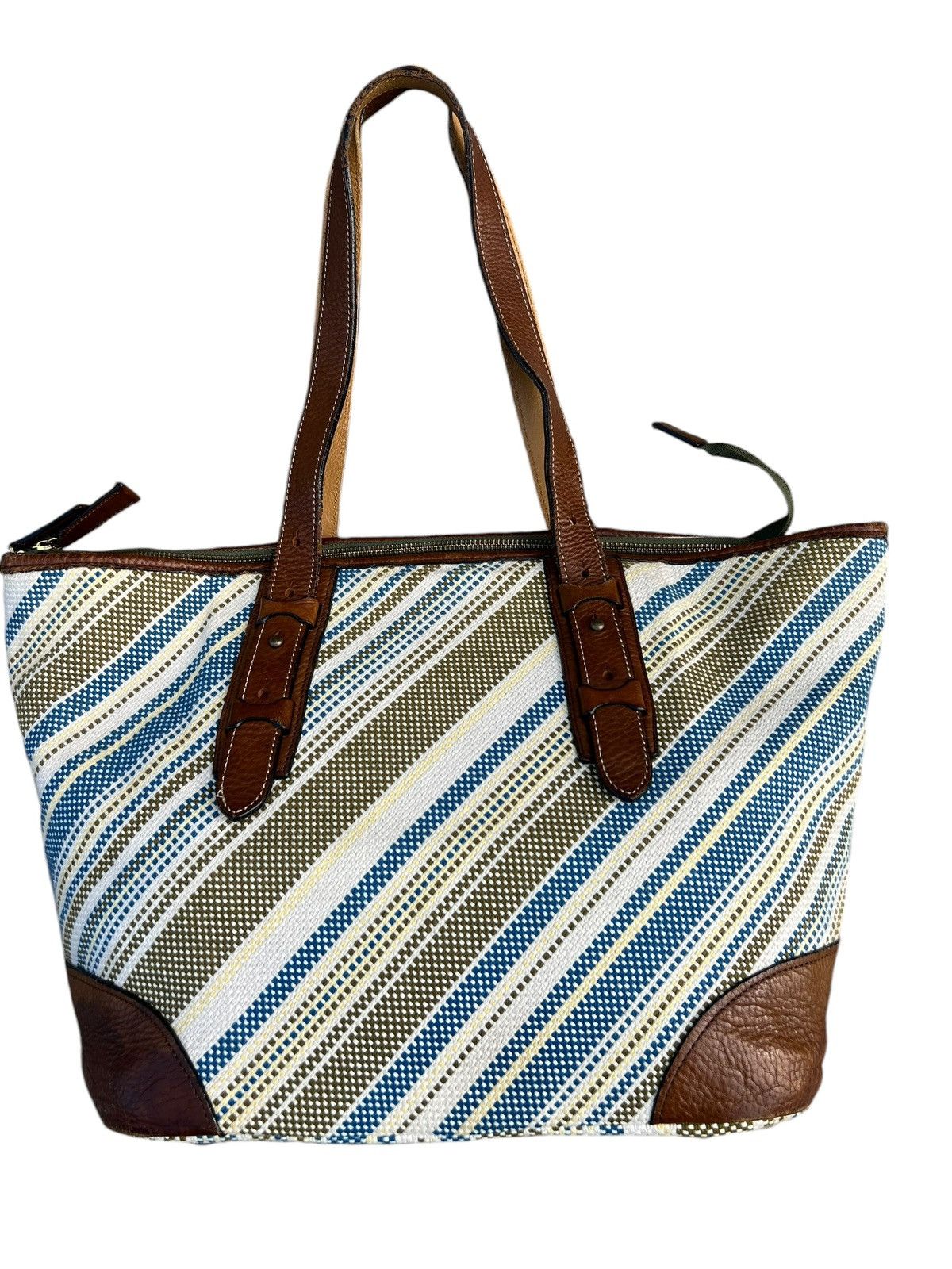 Leather Vintage Matsuemon Sail Japan Patina Leather Cotton Tote Bag Size ONE SIZE - 8 Thumbnail