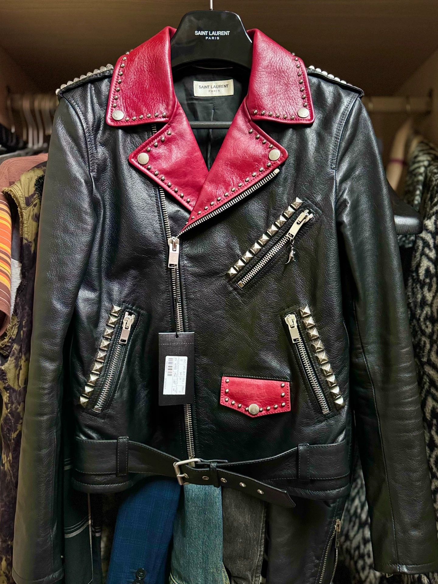 Saint Laurent Paris Saint Laurent Paris Leather jacket with rivets Size US S / EU 44-46 / 1 - 1 Thumbnail
