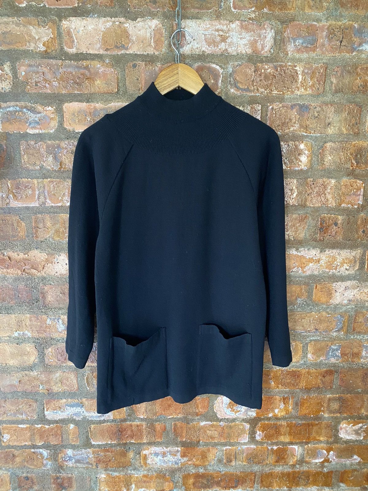 Yves Saint Laurent 1990s High neck bush pocket super black wool Size M / US 6-8 / IT 42-44 - 2 Thumbnail