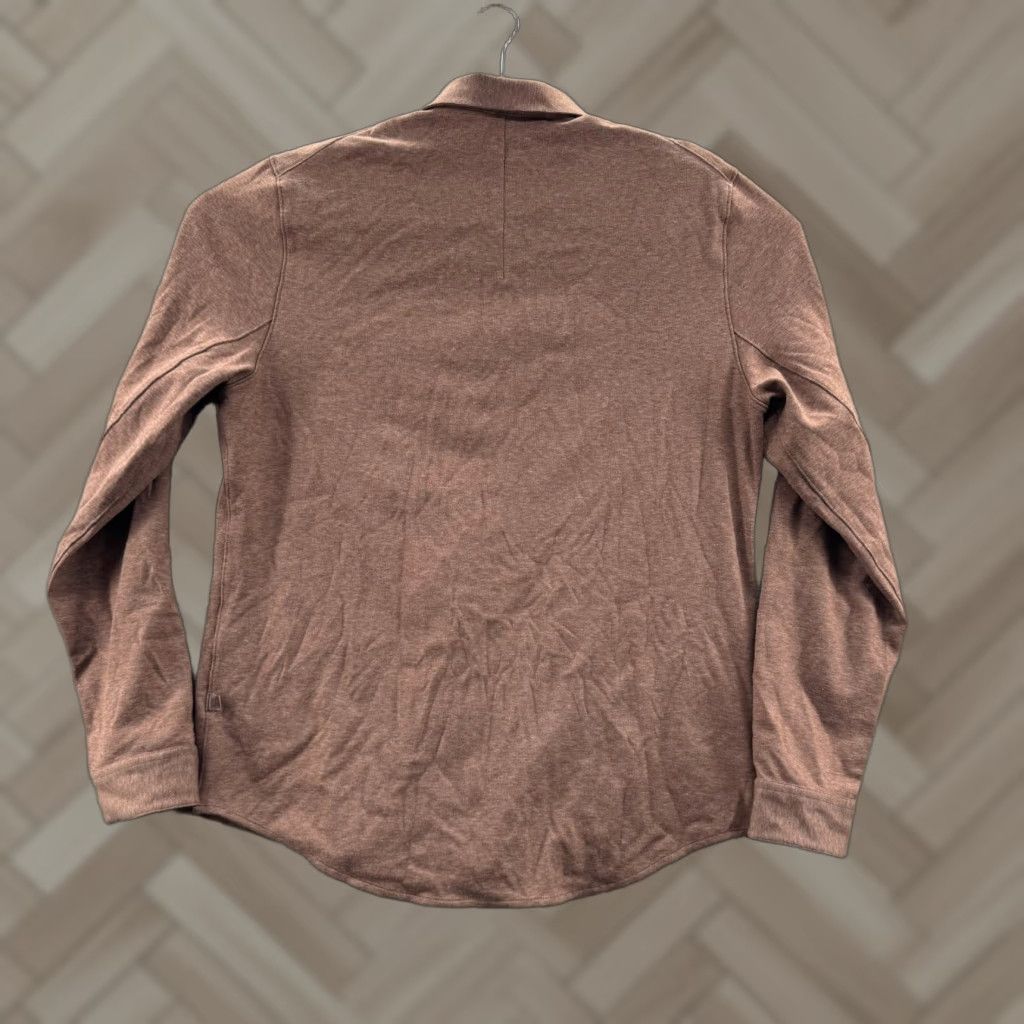 lululemon Mens Shirt Long Sleeve Button-Up Collared Snap Brown L