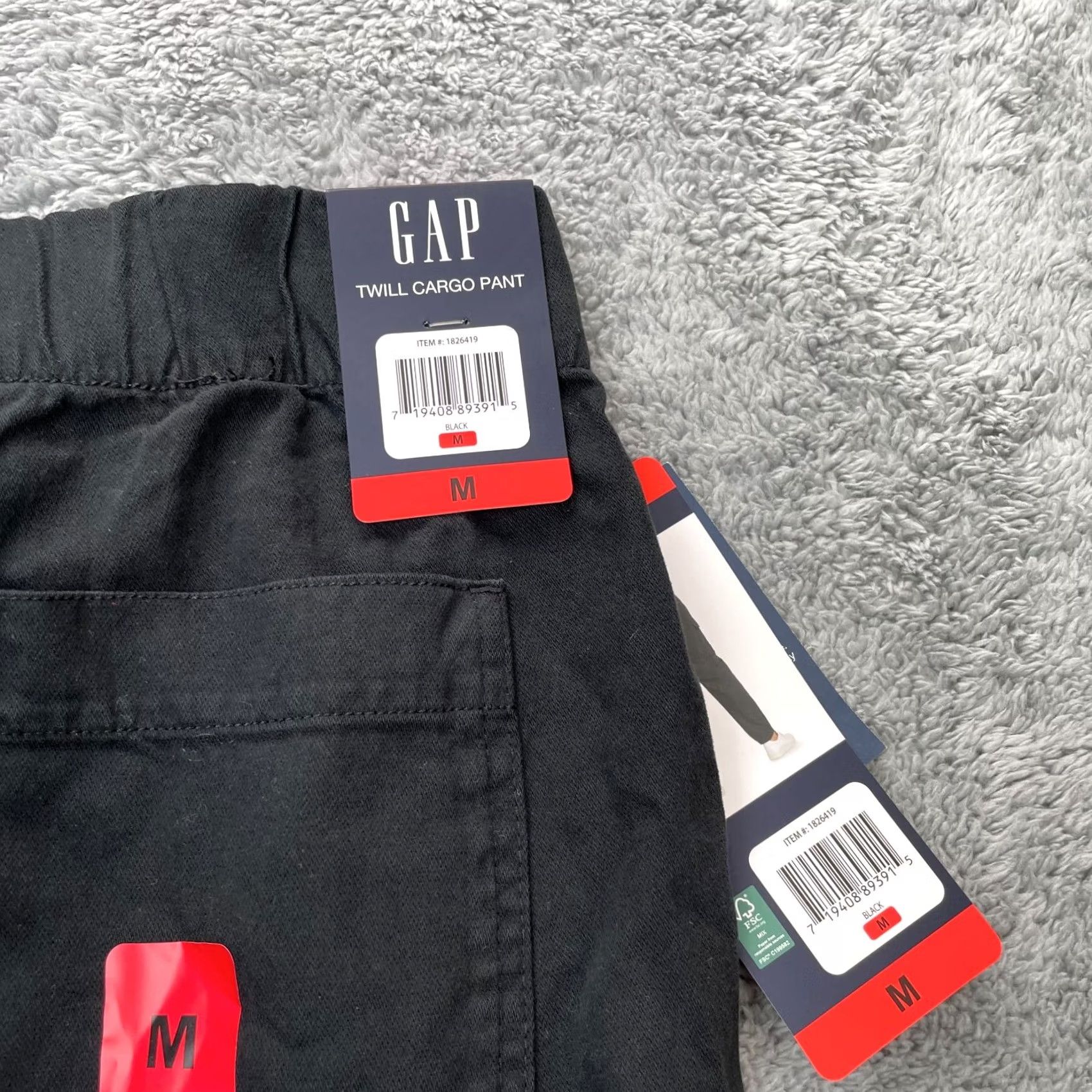 Gap Gap Mens Medium Black Cargo Straight Leg Elastic Waist Classic Casual Pants Size US 31 - 7 Thumbnail