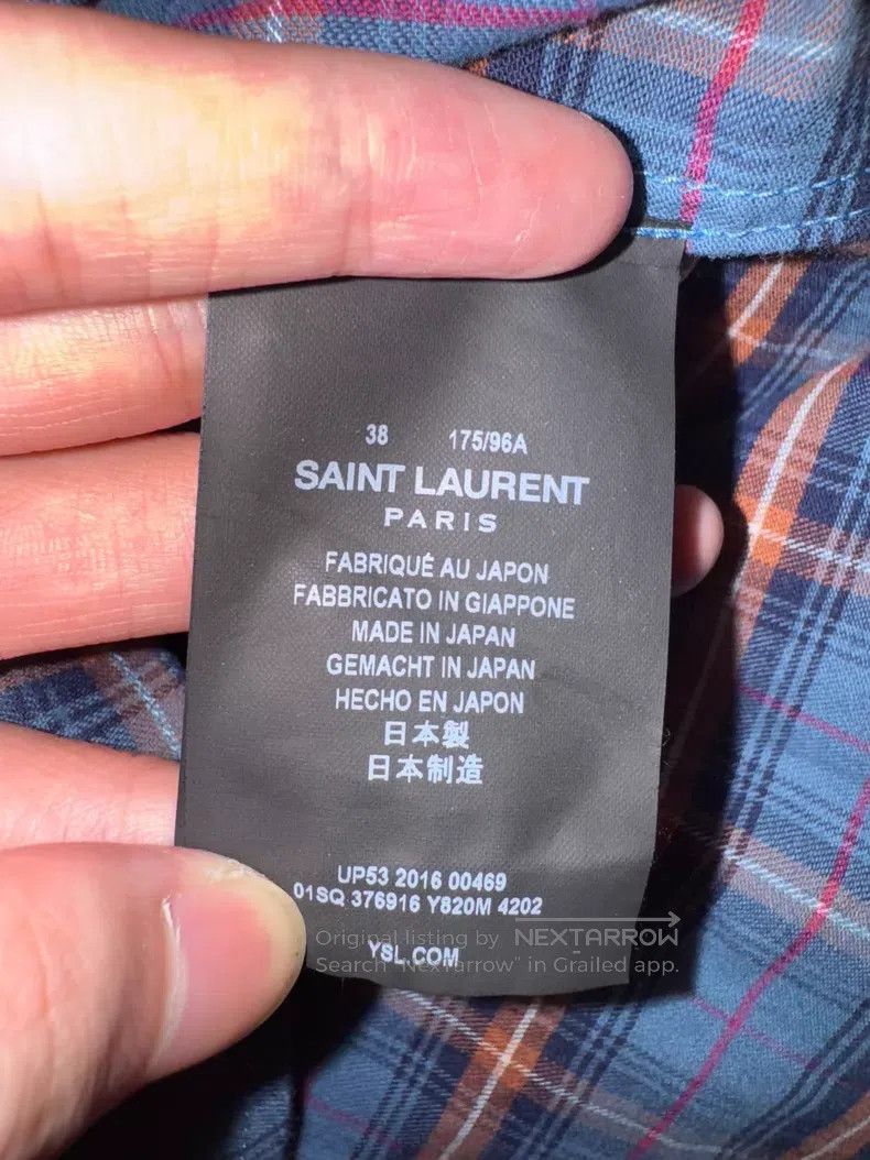 Saint Laurent Paris Saint Laurent Paris Size 38 Flannel Pointed Collar Blue an Size US M / EU 48-50 / 2 - 7 Thumbnail