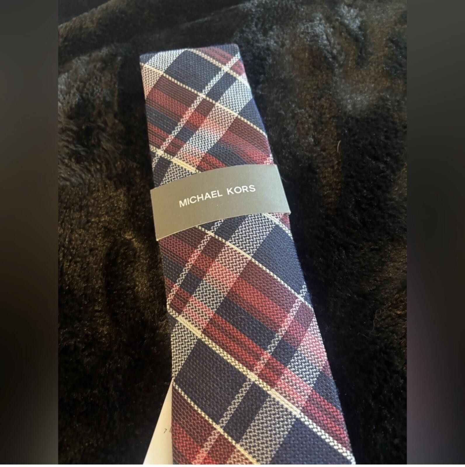 Michael Kors (Michael Kors) Men's Plaid Tie - Red and Blue Size ONE SIZE - 1 Thumbnail