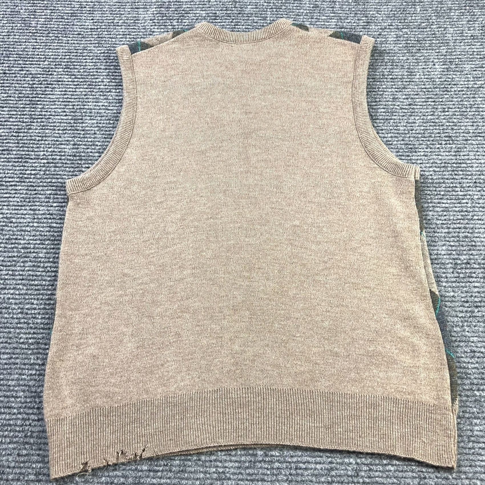 Vintage VINTAGE Robert Bruce Argyle Tan Knit Sweater Vest L USA Union Made Mens Vest 90s Golf Pattern Brown 100% Orlon Acrylic Size US L / EU 52-54 / 3 - 3 Thumbnail