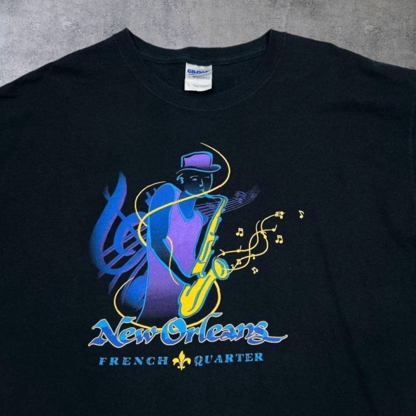 Gildan Gildan T-Shirt New Orleans “French Quarter” Souvenir Graphic Black Large Mens Shirt Graphic Print Size US L / EU 52-54 / 3 - 3 Thumbnail