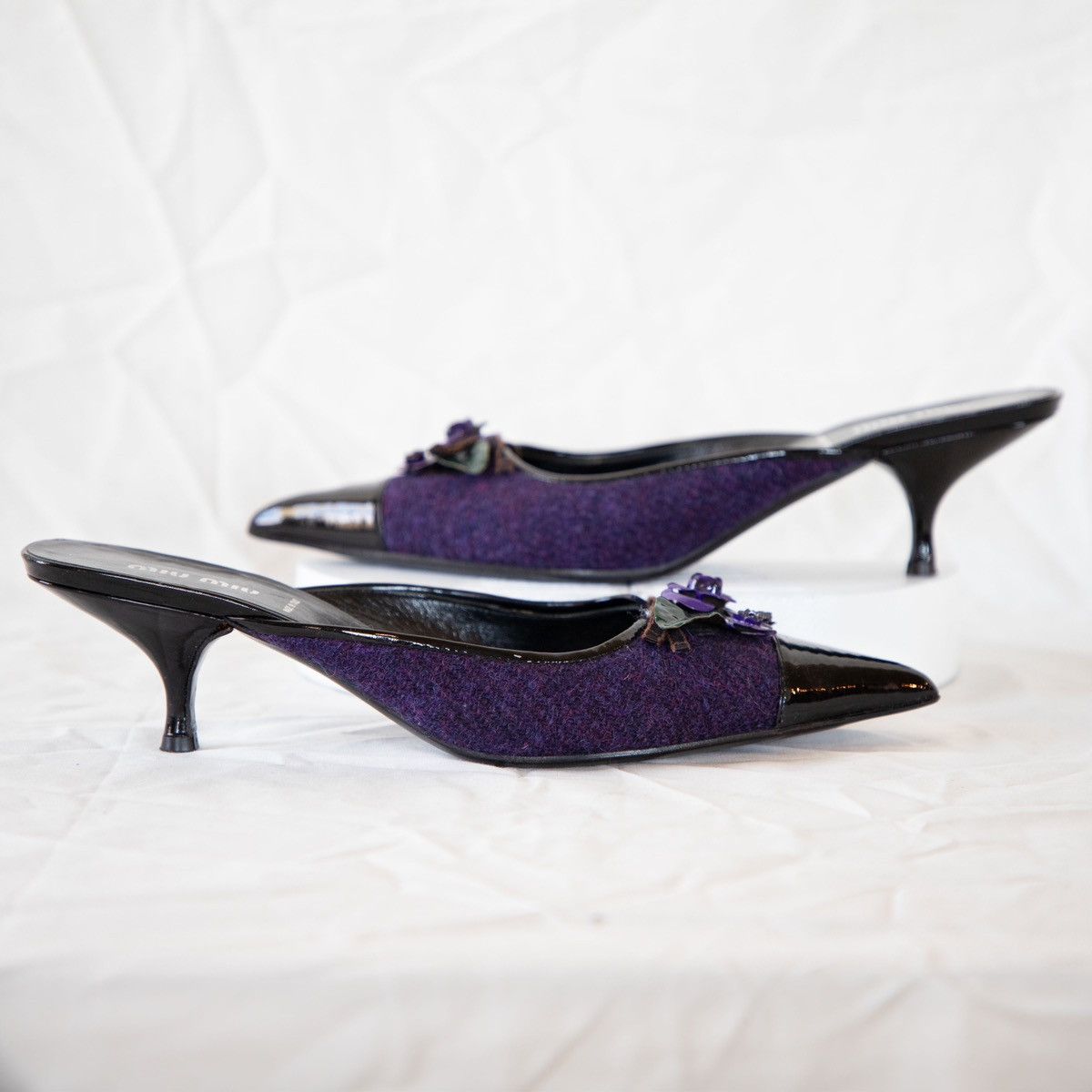 Miu Miu Miu Miu 90's Tweed Kitten Heel Mules Size US 9 / IT 39 - 2 Thumbnail