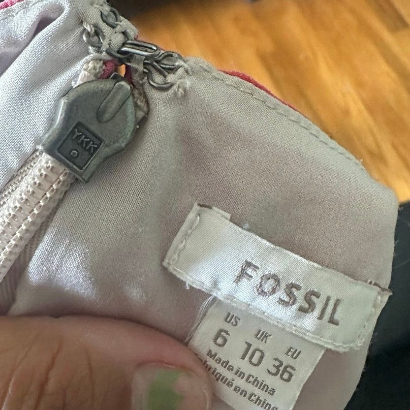 Fossil Fossil 100% Silk Pink & White Striped Sleeveless Dress Size M / US 6-8 / IT 42-44 - 5 Thumbnail