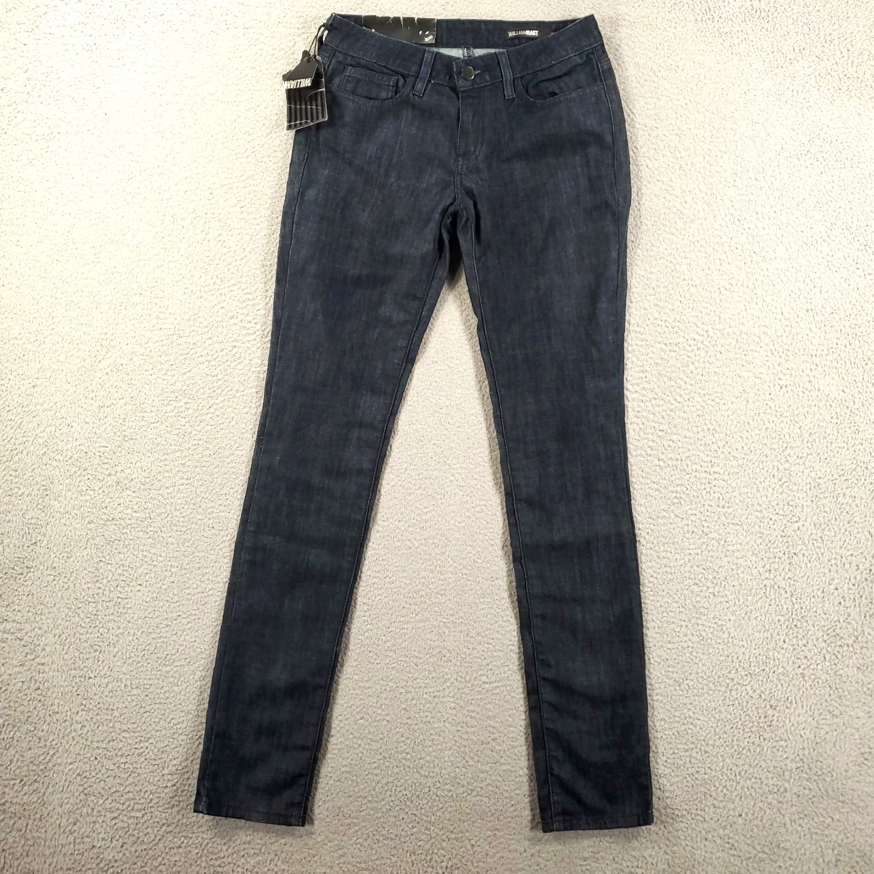 Vintage William Rast Jeans Womens Skinny Denim 27 Dark Blue NWT Stretch Pocket Zipper 5-Pocket Regular Inseam 34 Size 30" / US 8 / IT 44 - 2 Thumbnail