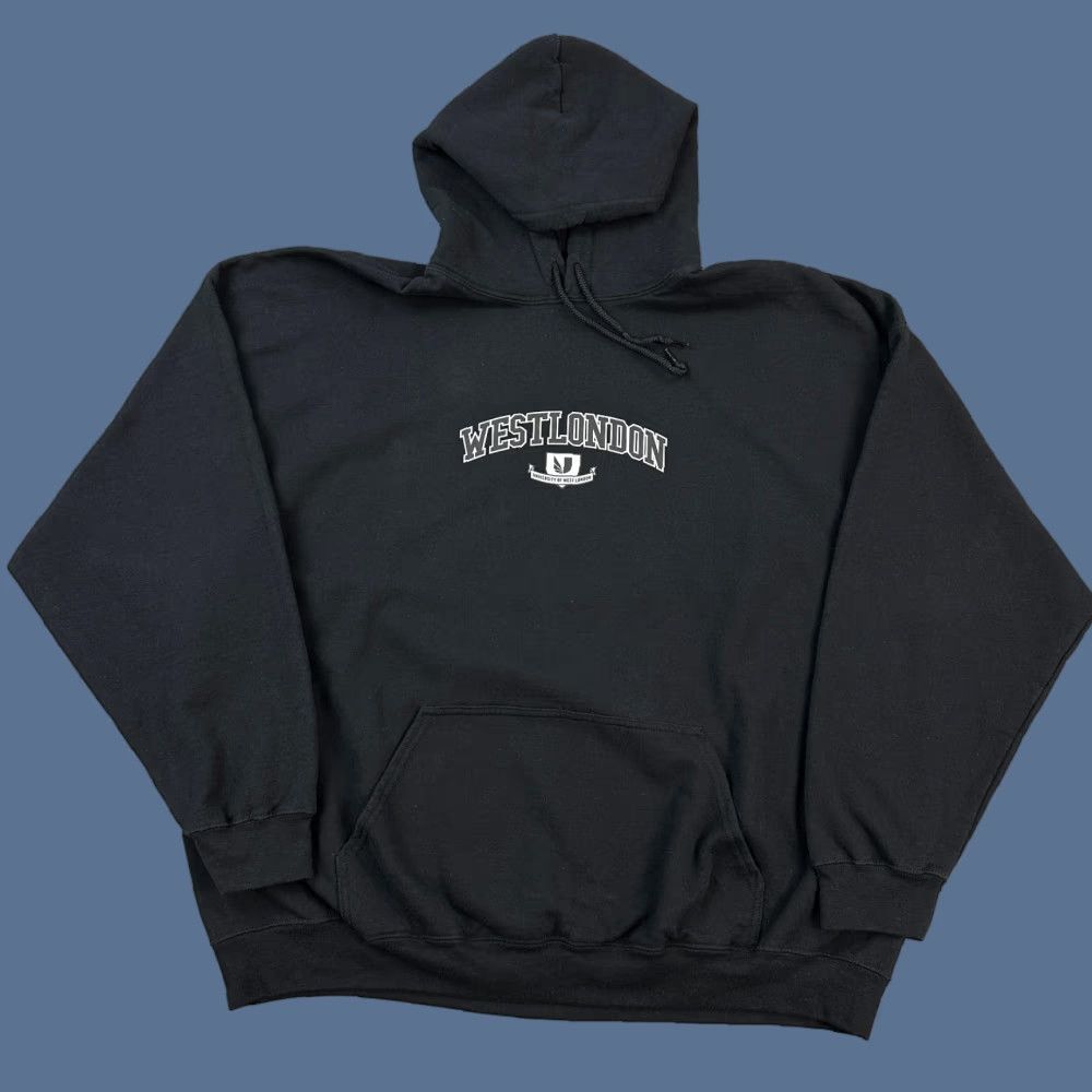 Gildan West London University Hoodie Mens 3XL Black Gildan Logo Spell Out Pullover Size US XXL / EU 58 / 5 - 1 Thumbnail