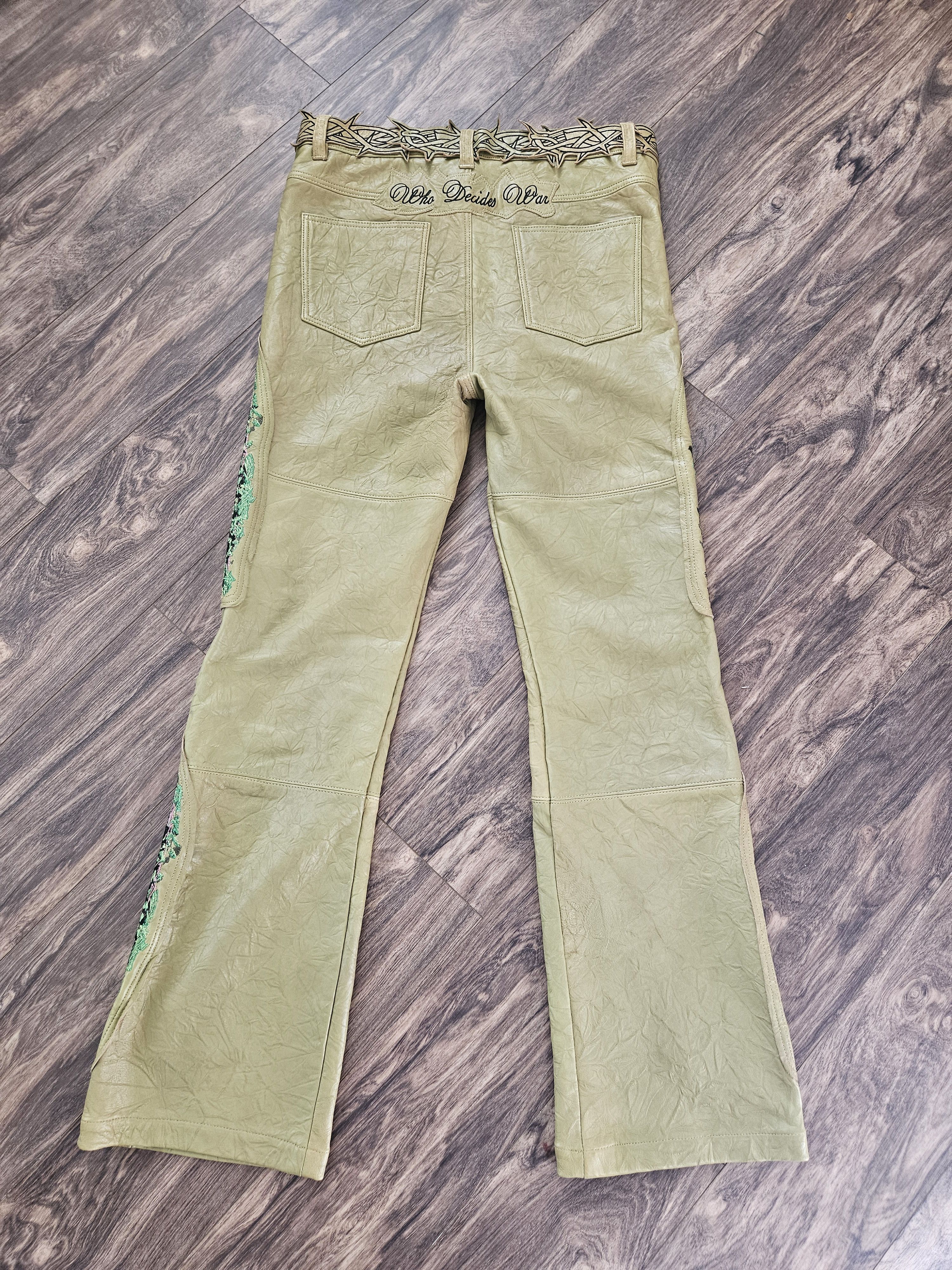 Who Decides War Who Decides War Garden Glass Thorned Tan Leather Pants Size US 34 / EU 50 - 7 Thumbnail