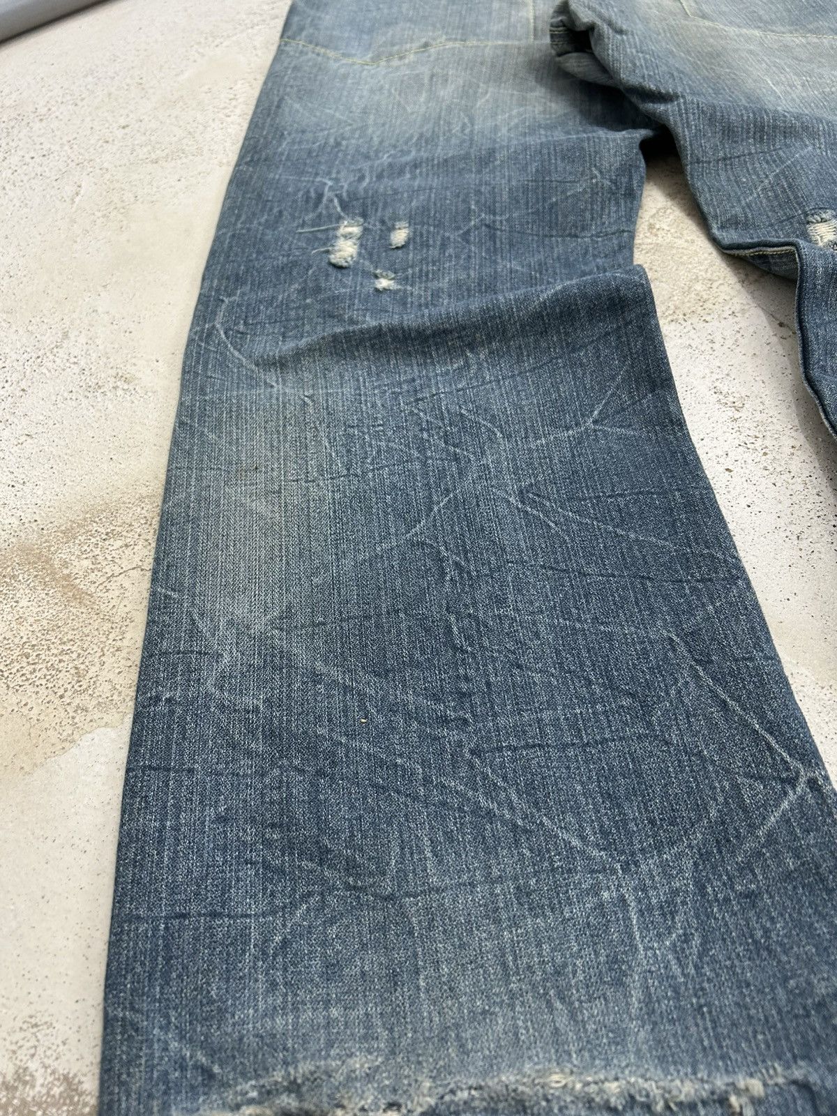 Le Grande Bleu (L.G.B.) Vintage Daily Topics Rainbow Baggy Distressed Washed Whisker Size US 33 - 13 Thumbnail