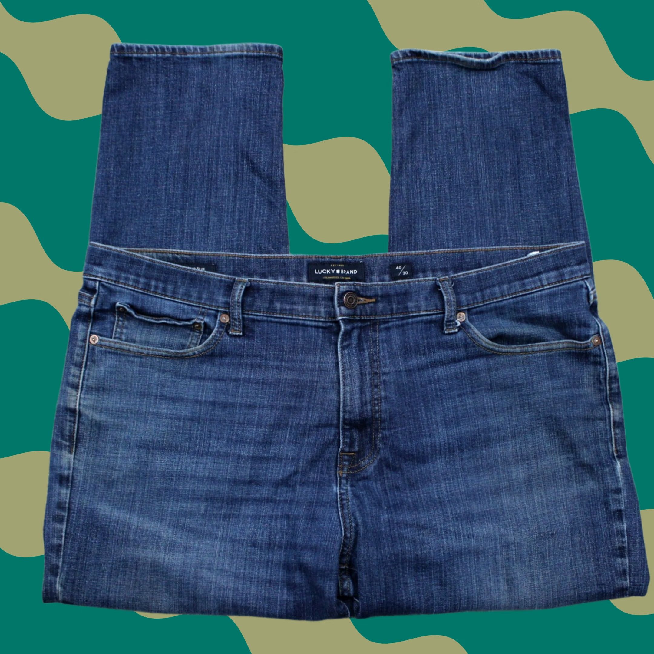 Lucky Brand Lucky Brand 410 Athletic Slim Jeans Men 40x30 Blue 5-Pocket Straight Leg Stretch Jeans Size US 40 / EU 56 - 1 Thumbnail