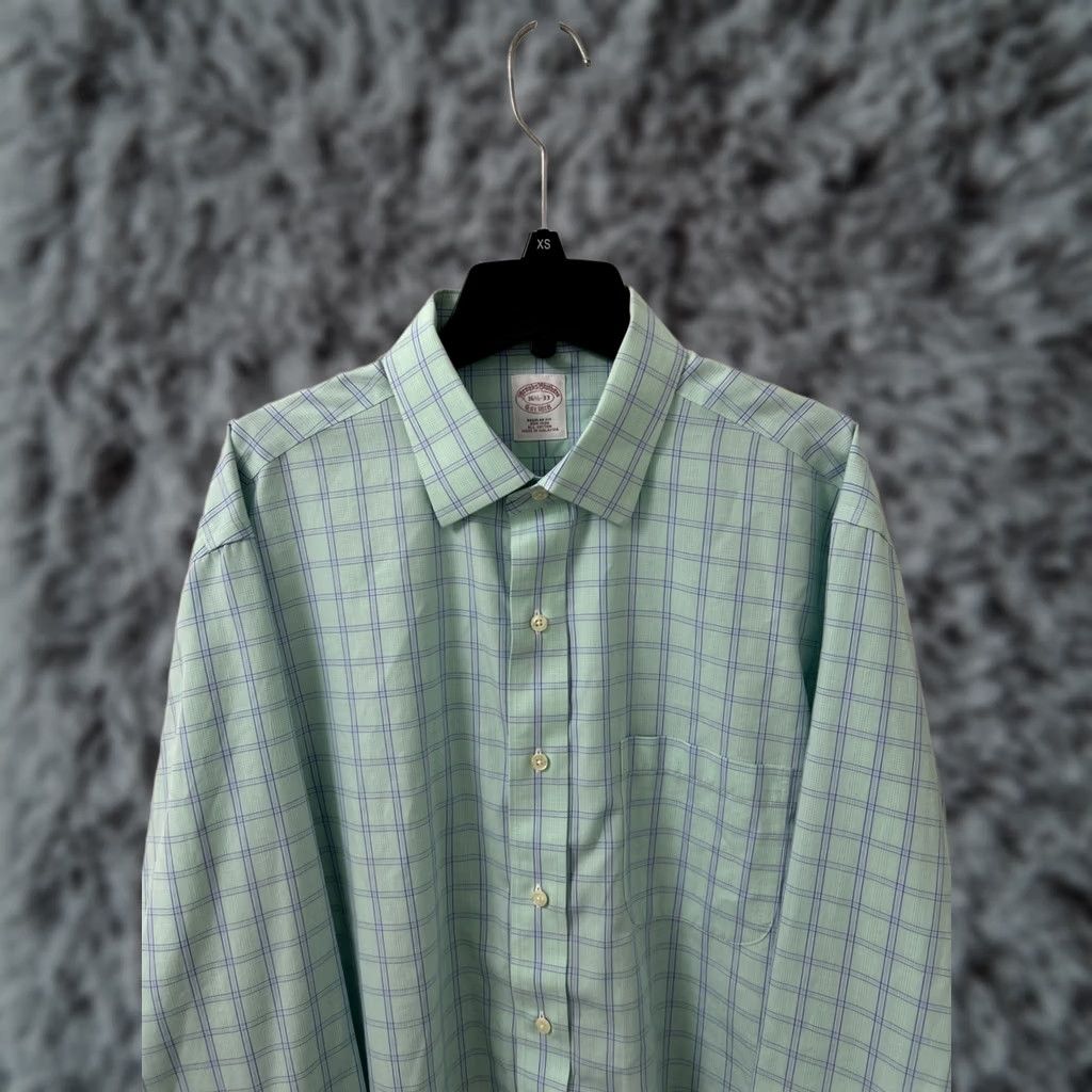 Brooks Brothers Brooks Brothers Shirt Mens 16.5 Green Plaid Non Iron All Cotton Button Up L/S Size US XL / EU 56 / 4 - 1 Thumbnail
