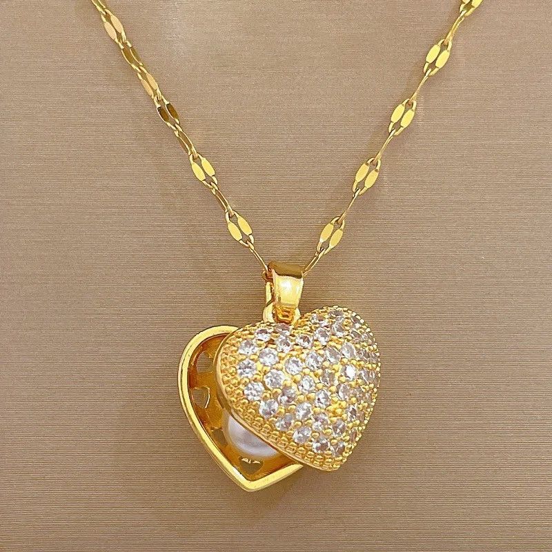 Jewelry Vintage Gold Heart Pearl Necklace Size ONE SIZE - 3 Thumbnail