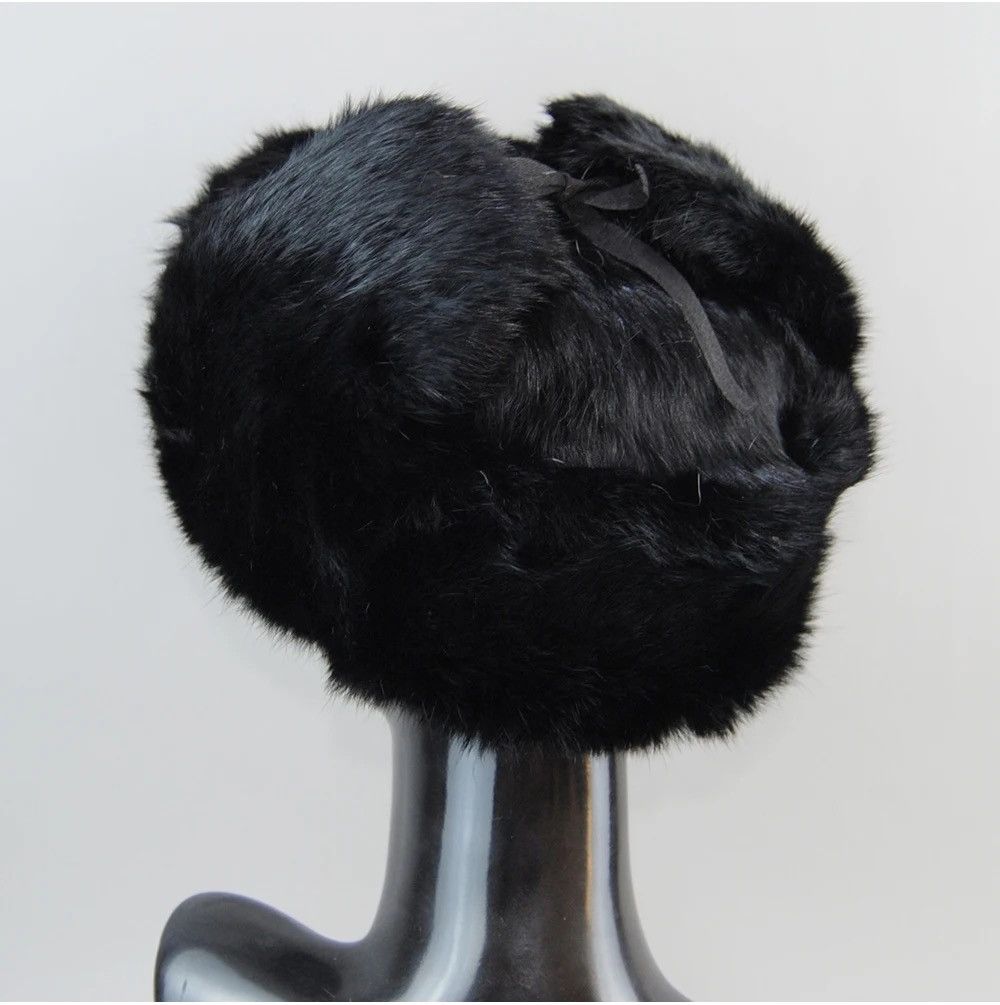 Japanese Brand Warm Natural Rabbit Fur Bomber Hat Size L Size ONE SIZE - 6 Thumbnail