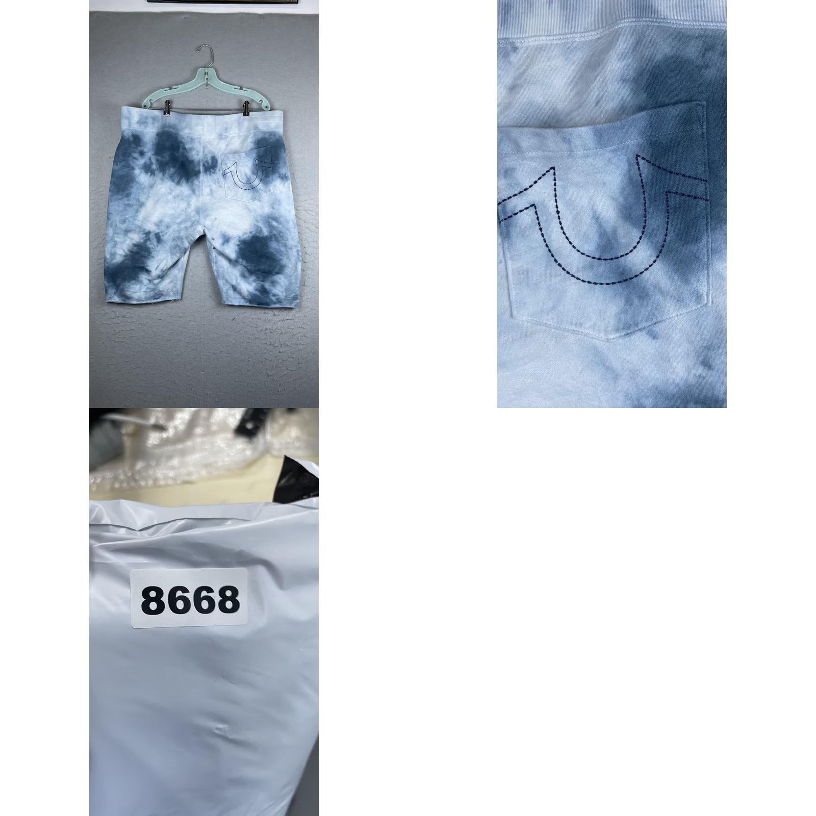 True Religion True Religion Mens 2XL Blue Tie Dye Fleece Sweatshorts Drawstring Logo Casual Size US 39 - 8 Thumbnail