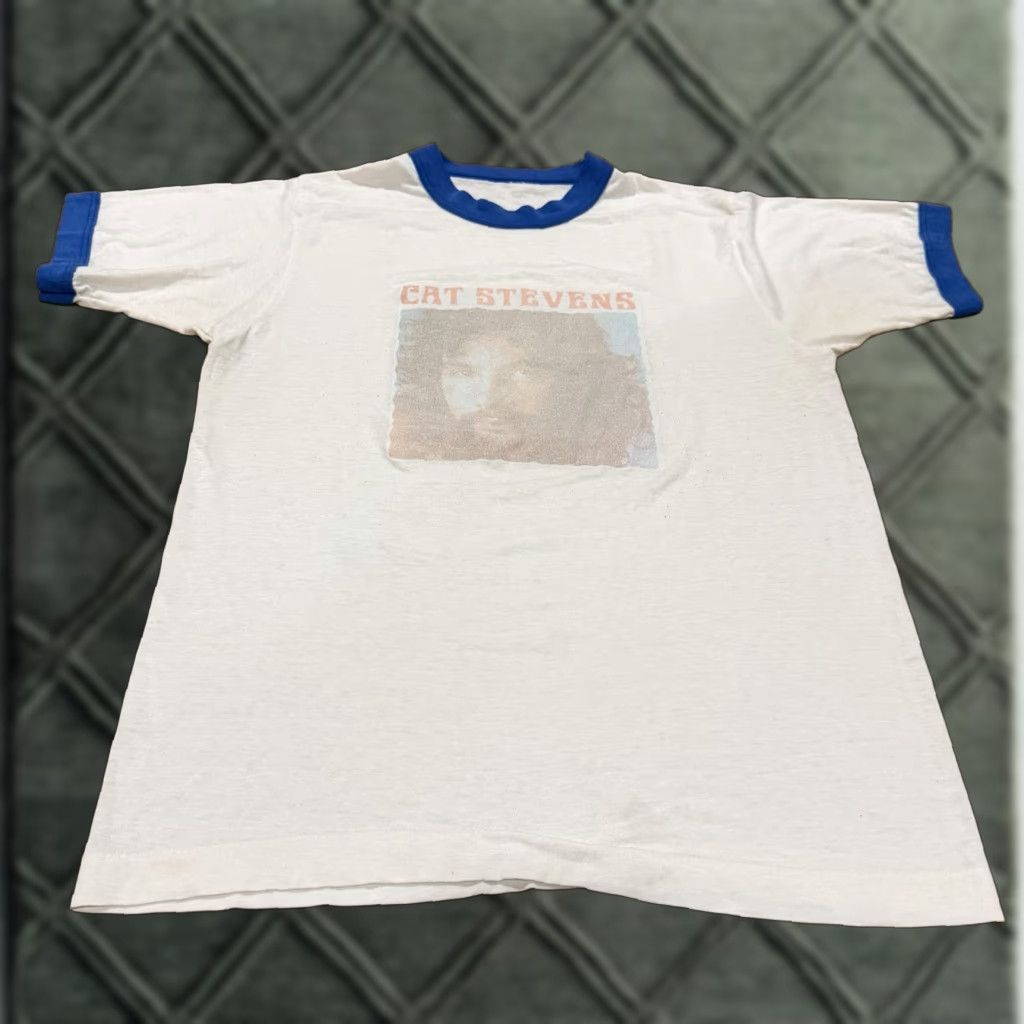 Anvil VINTAGE Cat Stevens Shirt Ringer Yusuf Teaser And The Firecat 1970s RARE Shirt WhiteXS Mens Size US S / EU 44-46 / 1 - 1 Thumbnail