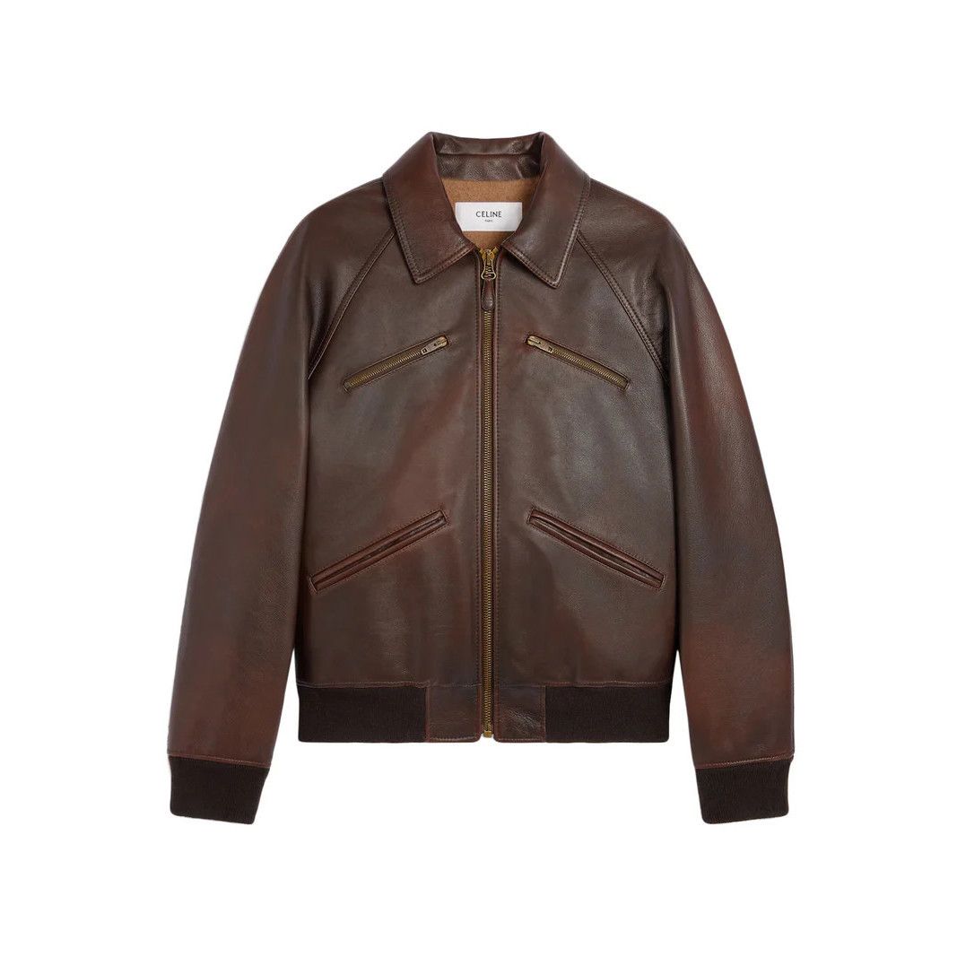 Celine CELINE $6900 Dark Brown Leather Bomber Jacket New & Authenti Size US L / EU 52-54 / 3 - 1 Thumbnail