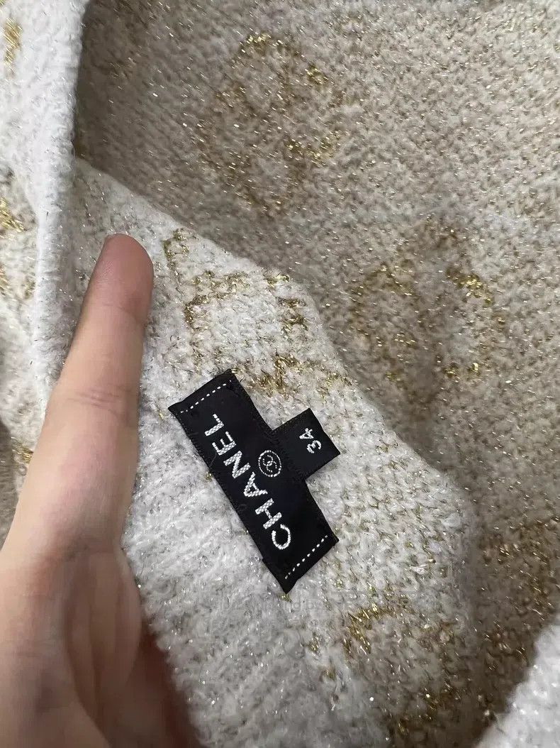 Chanel Chanel White gold three-quarter sleeve knitting sweater Size XXS / US 00 / IT 34 - 4 Thumbnail
