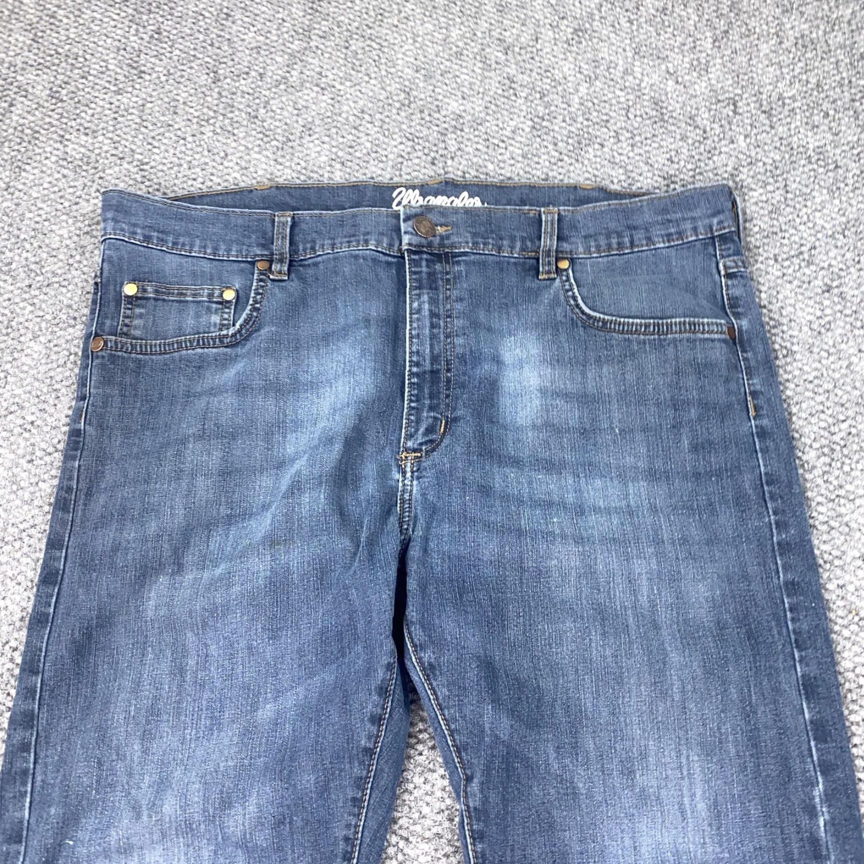 Wrangler VINTAGE Wrangler Jeans Mens 38x31 Blue Stretch Denim Straight Five Pocket 87WMMSD Mens Size US 38 / EU 54 - 2 Thumbnail