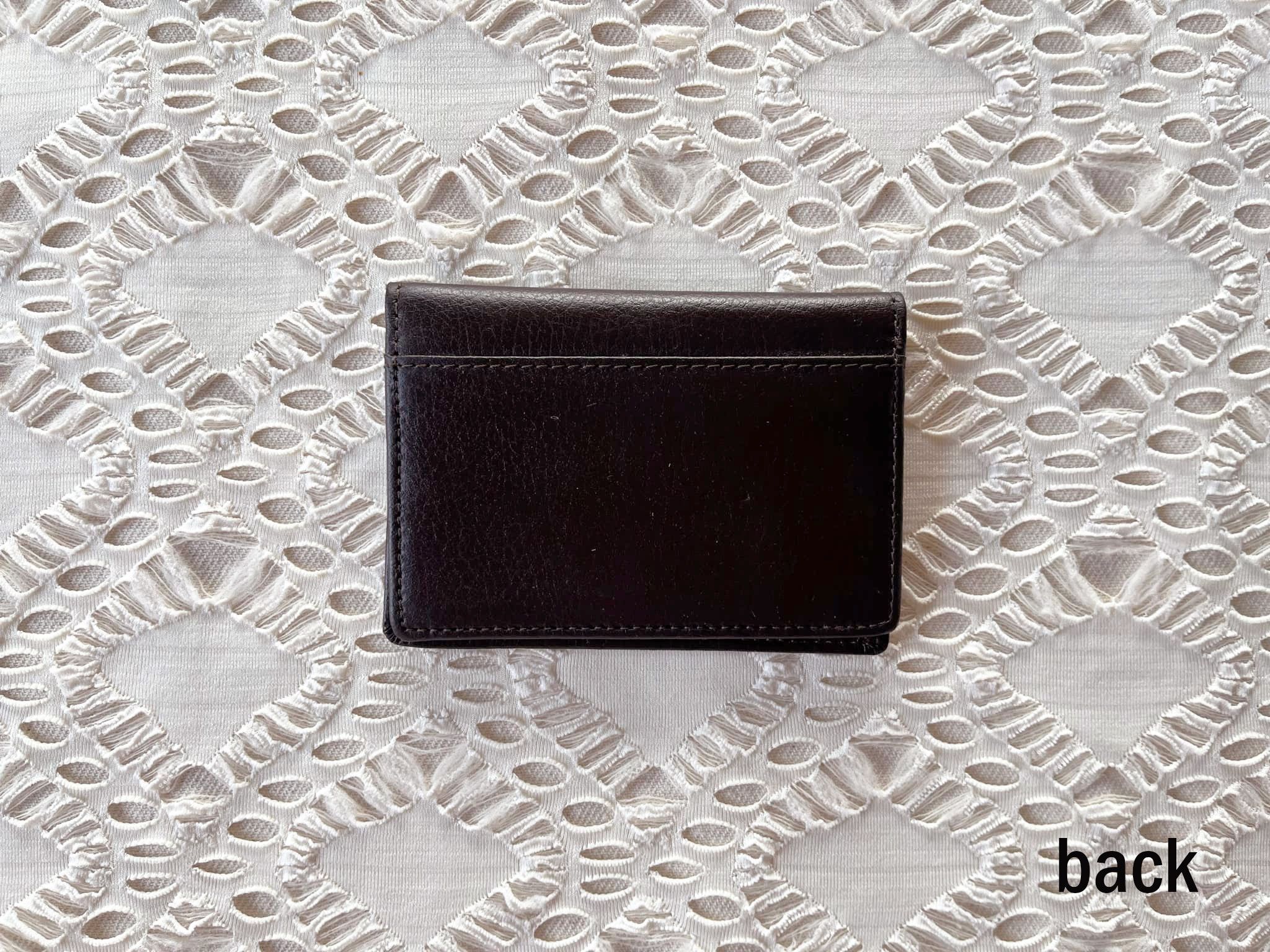 Vintage Dark Brown / almost black genuine leather Bifold card holder Size ONE SIZE - 4 Thumbnail