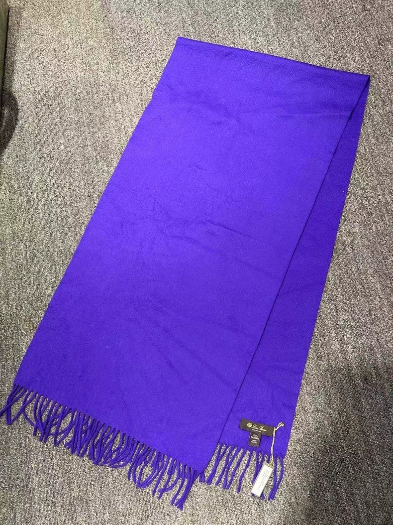 Loro Piana LORO PIANA Purple tasselled cashmere scarf Size ONE SIZE - 3 Thumbnail