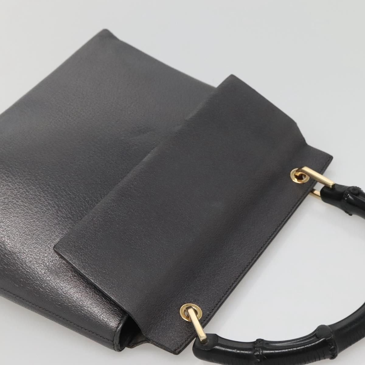 Gucci GUCCI Bamboo Hand Bag Leather Gold Charcoal Gray 001 3444 Size ONE SIZE - 6 Thumbnail
