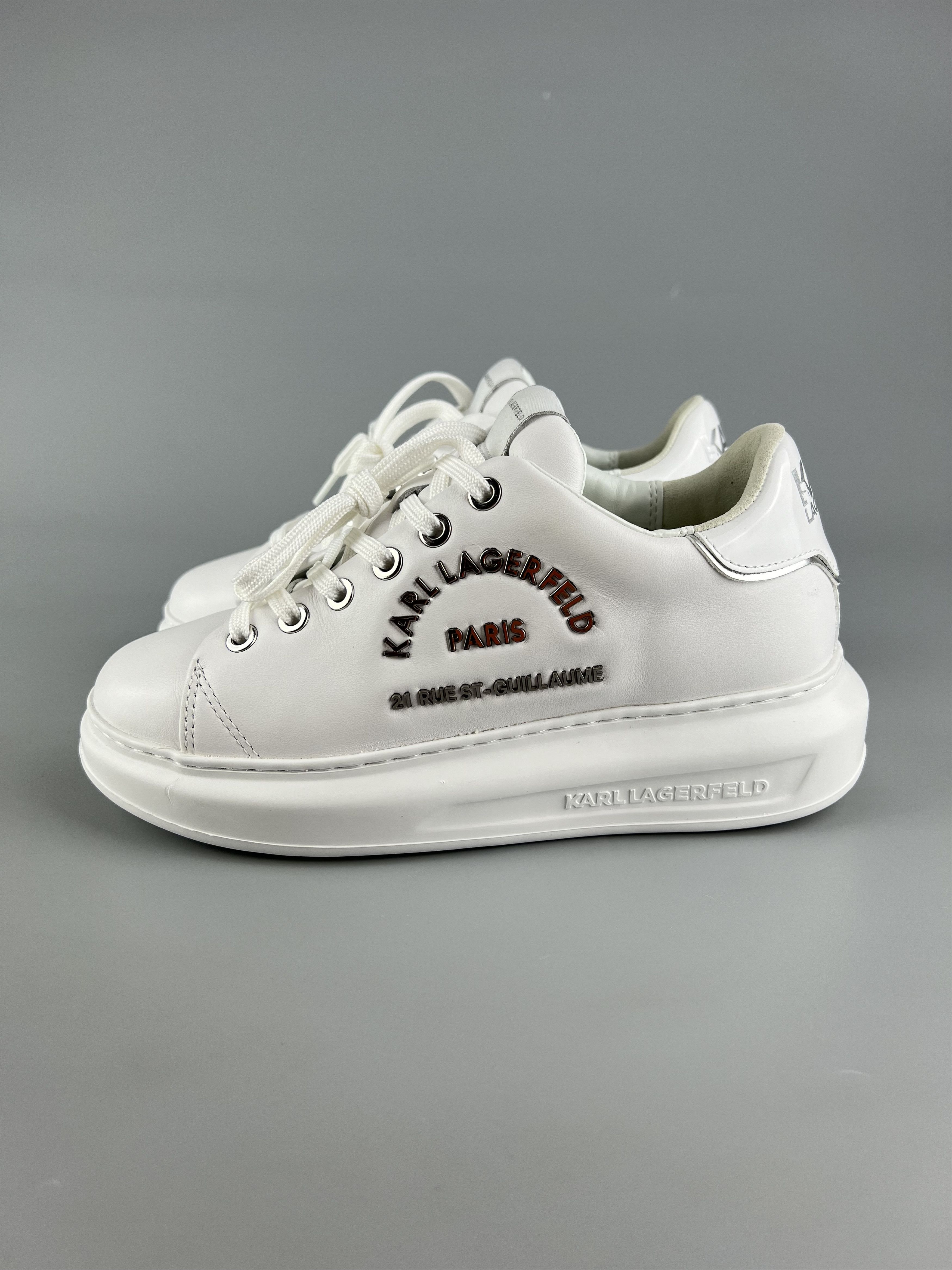 Karl Lagerfeld Karl Lagerfeld Women's White Leather Sneakers US5 Size US 5 / IT 35 - 1 Thumbnail