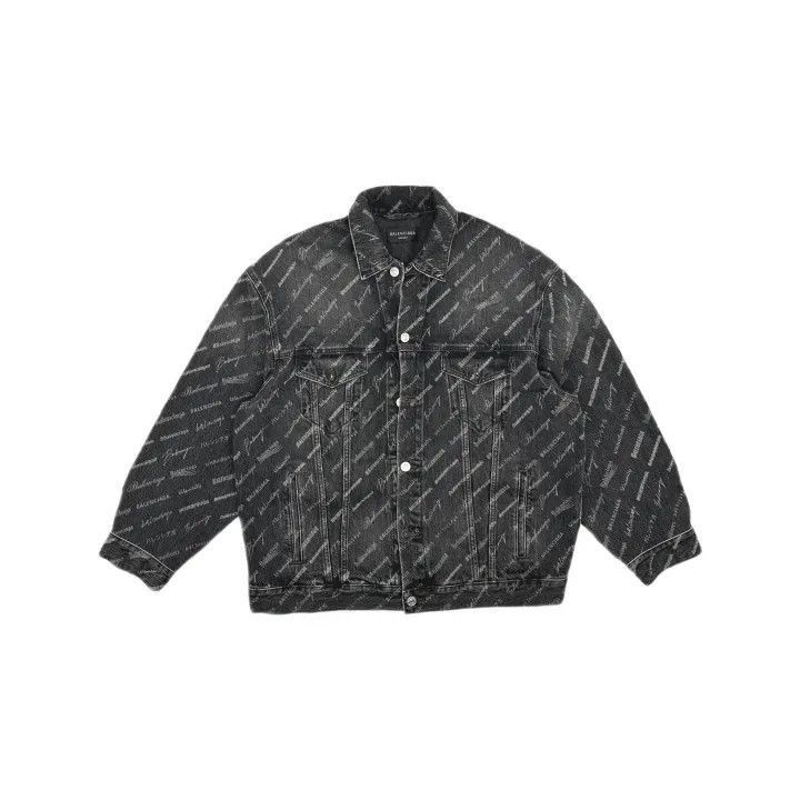 Balenciaga Balenciaga Black Logo Print Denim Jacket 0079-2507 Size US S / EU 44-46 / 1 - 2 Thumbnail