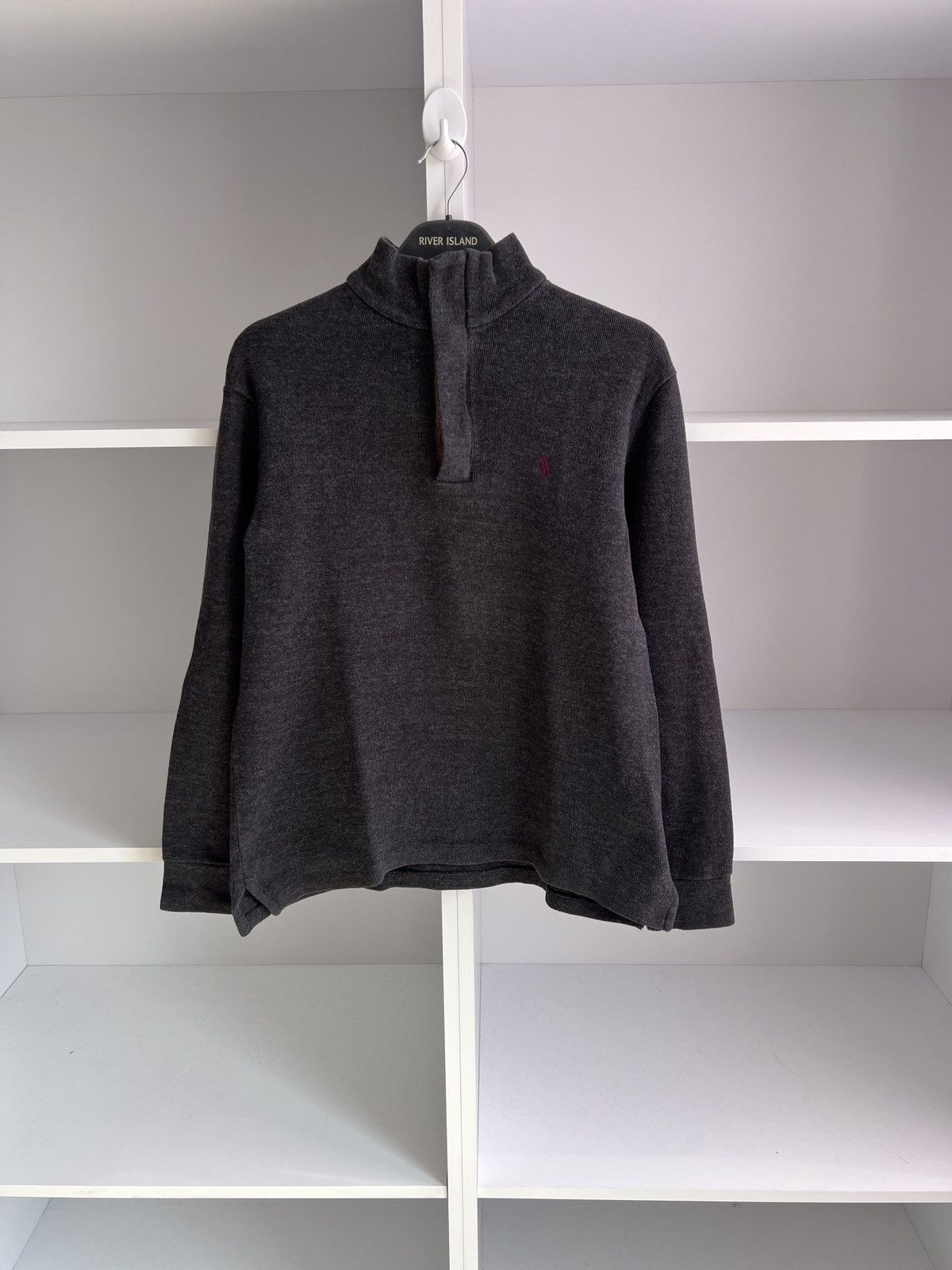 Polo Ralph Lauren × Vintage Vintage Polo Ralph Lauren Sweater Gray Knit Zip Logo Size US S / EU 44-46 / 1 - 1 Thumbnail