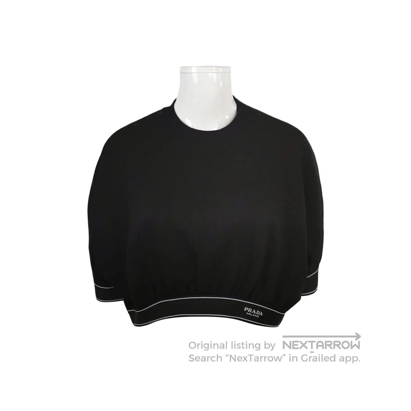 Prada Prada Cotton Logo Round Neck Top in Black . Size S / US 4 / IT 40 - 1 Thumbnail