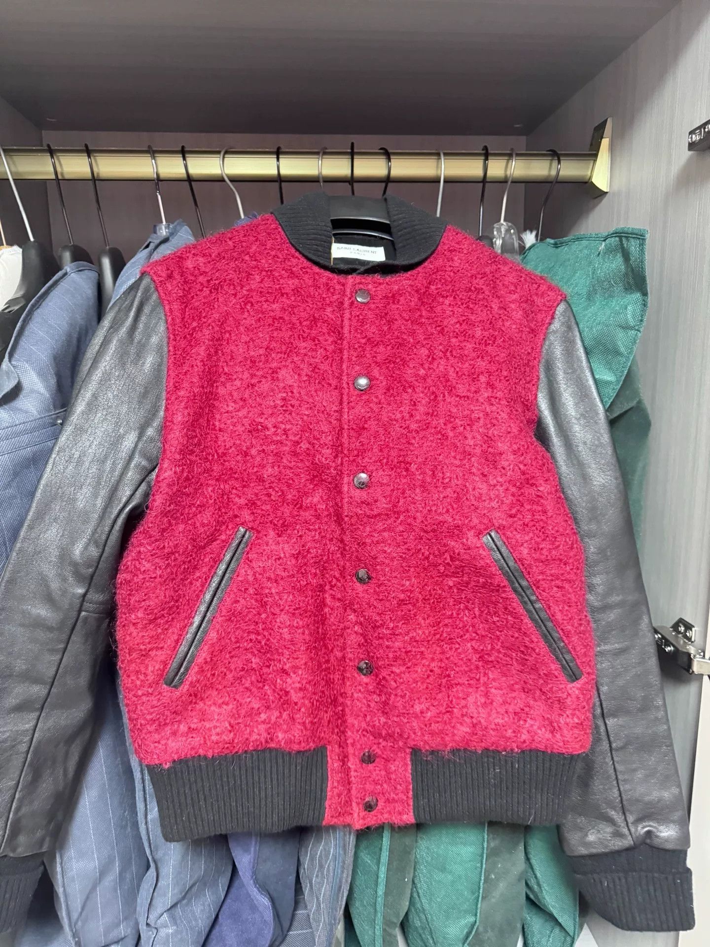 Saint Laurent Paris Saint Laurent Red Black Baseball Jacket Size M / US 6-8 / IT 42-44 - 1 Thumbnail