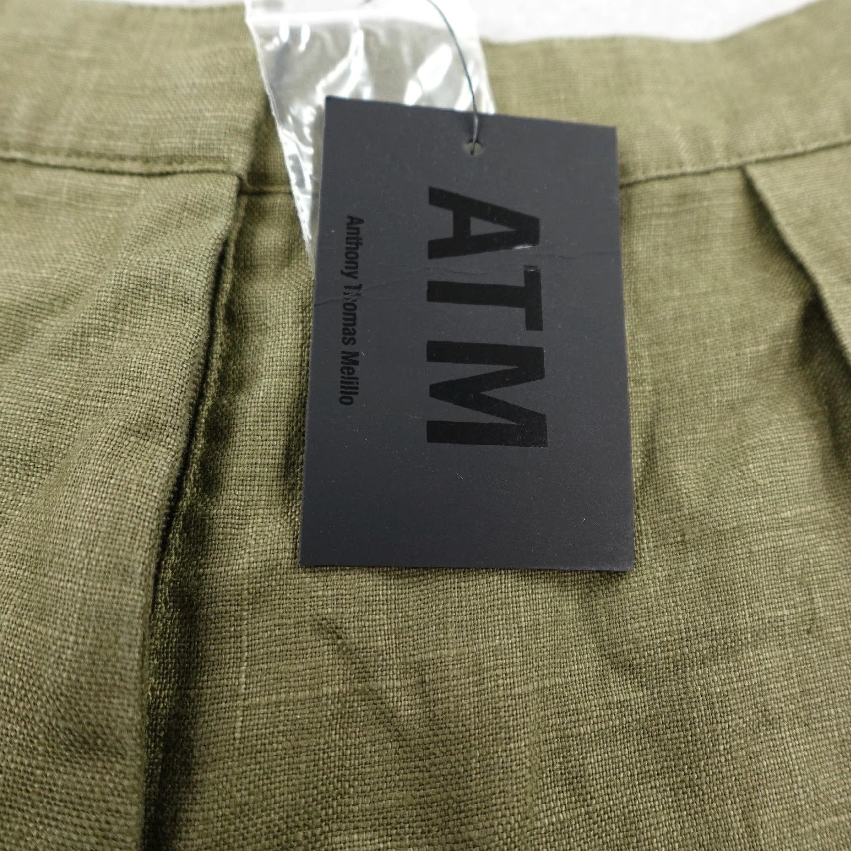 ATM Anthony Thomas Melillo Shorts 0 Womens Linen Pleated Raw Hem Seaweed NEW