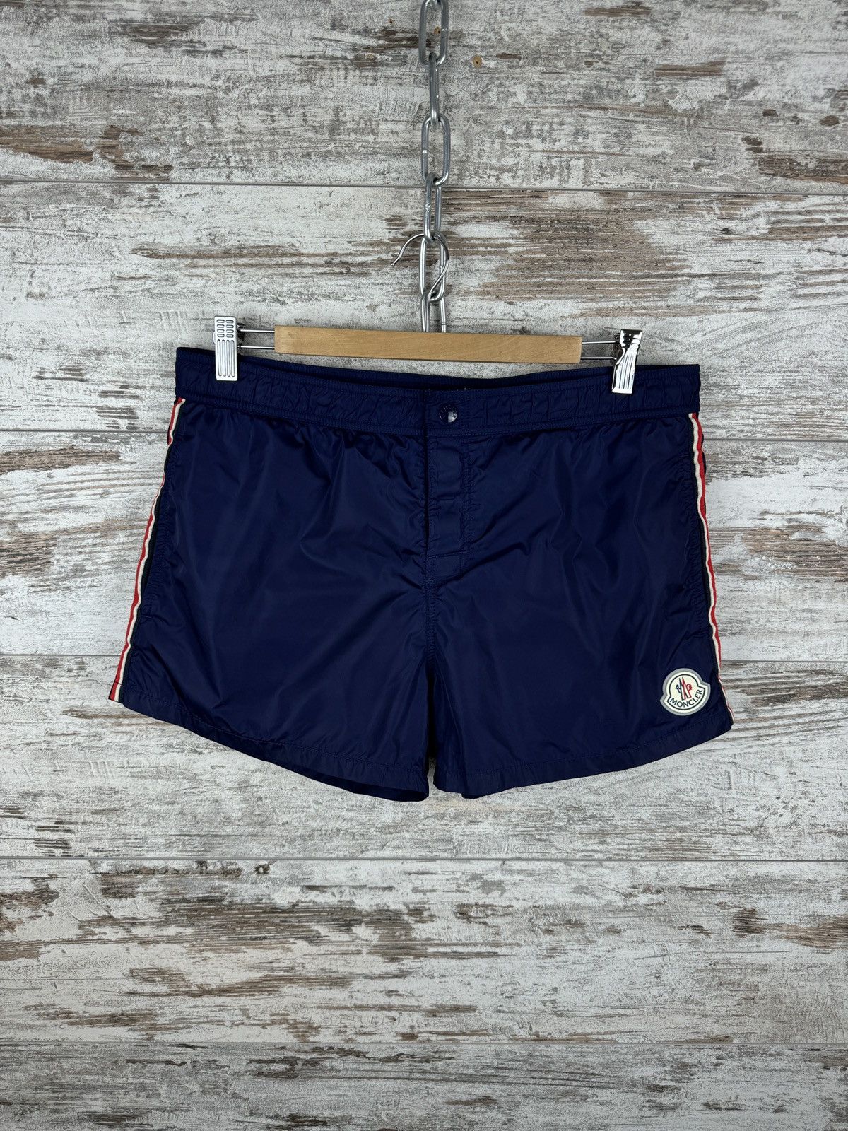 image of Mens Vintage Moncler Boxer Mare Shorts Navy Swimpants (Size 34)