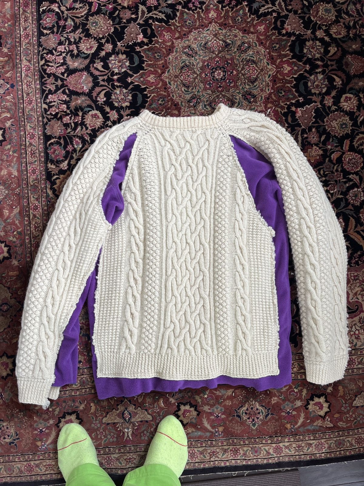 Needles Rebuild by Needles Fisherman Sweater “White/Purple” Size US XL / EU 56 / 4 - 3 Thumbnail