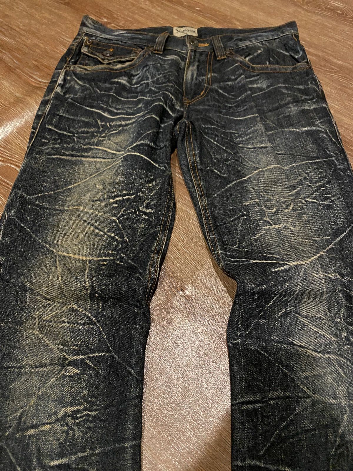 Japanese Brand Flare jeans Nylons Boot cut crazy lightning Size US 31 - 4 Thumbnail