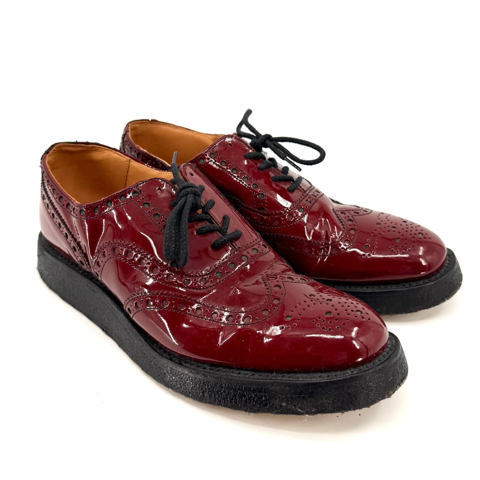 Vintage Nepco Footwear Red Patent Leather Wingtip Platform Brogues Size US 7 / EU 40 - 1 Thumbnail