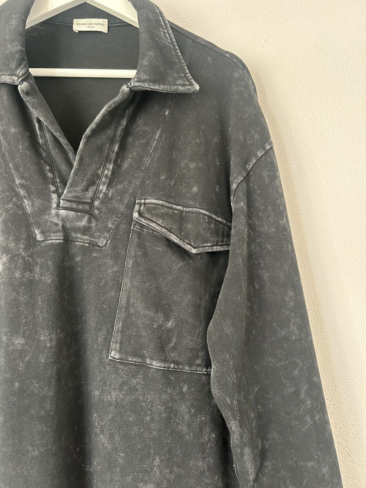 Dries Van Noten Oversized Vintage Washed Black Polo Sweater Size US M / EU 48-50 / 2 - 7 Thumbnail