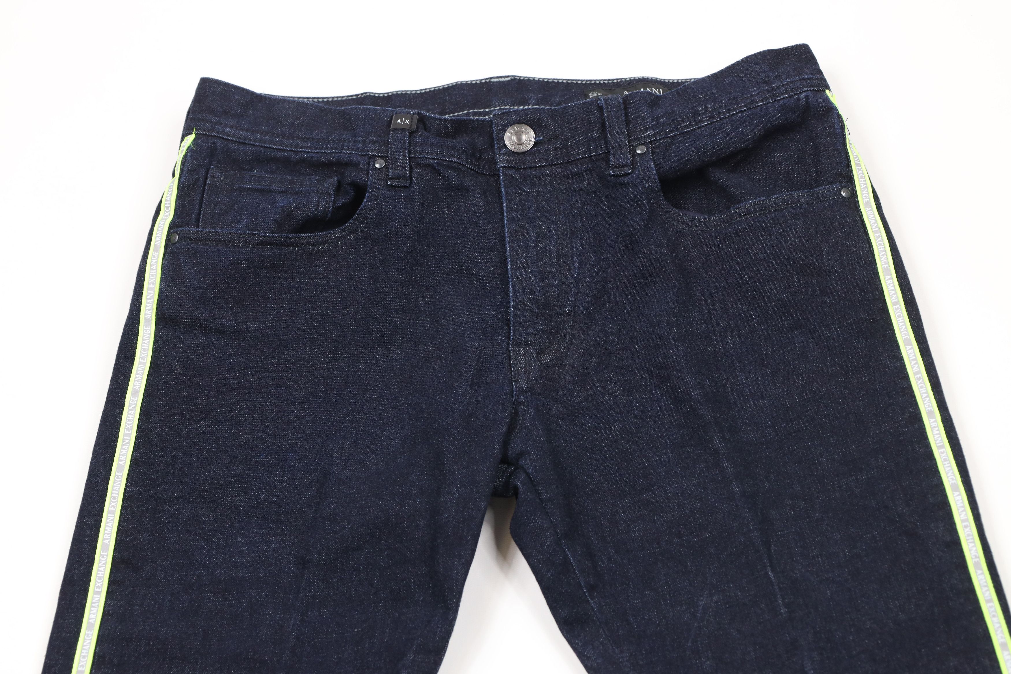 Armani Exchange × Vintage Armani Exchange Fit Spell Out Reflective Stripe Denim Jeans Size US 34 / EU 50 - 2 Thumbnail