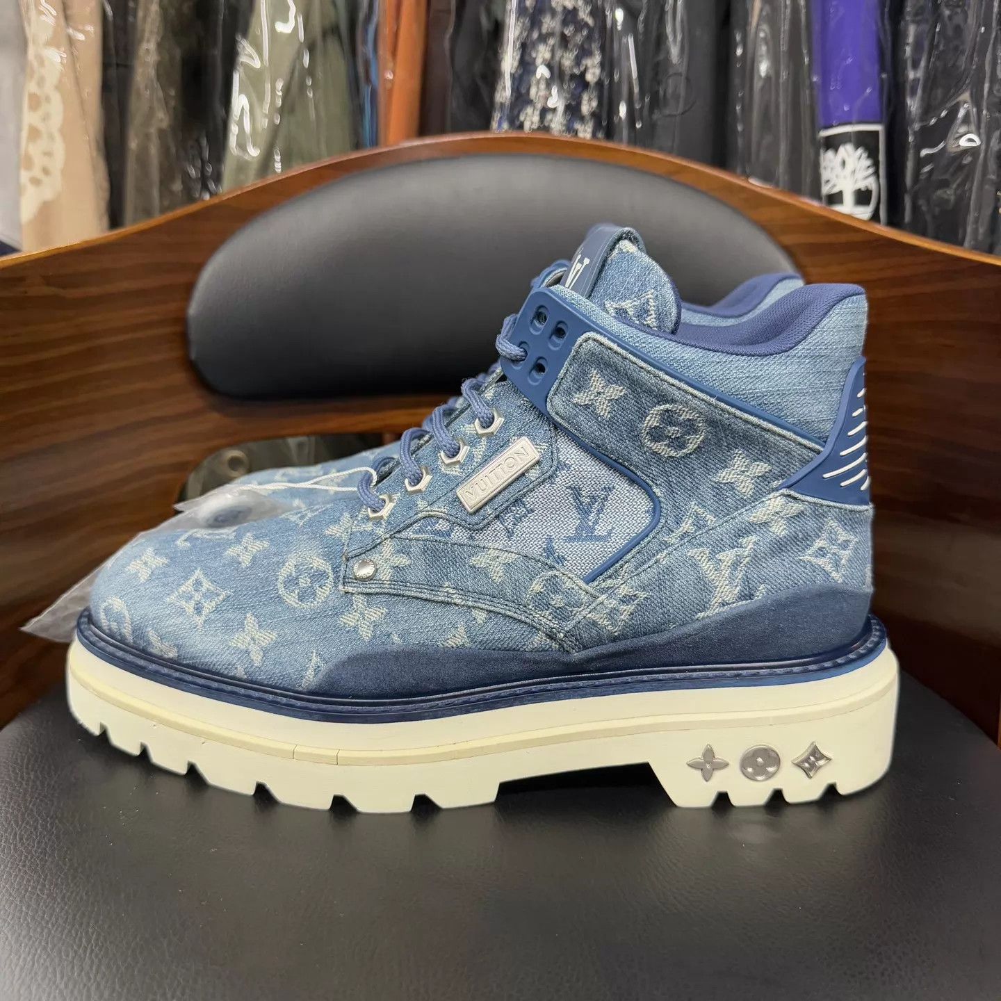 Louis Vuitton LV Oberkampf Blue Monogram Martin Boot 7.5US 98New Size US 8.5 / EU 41-42 - 6 Thumbnail