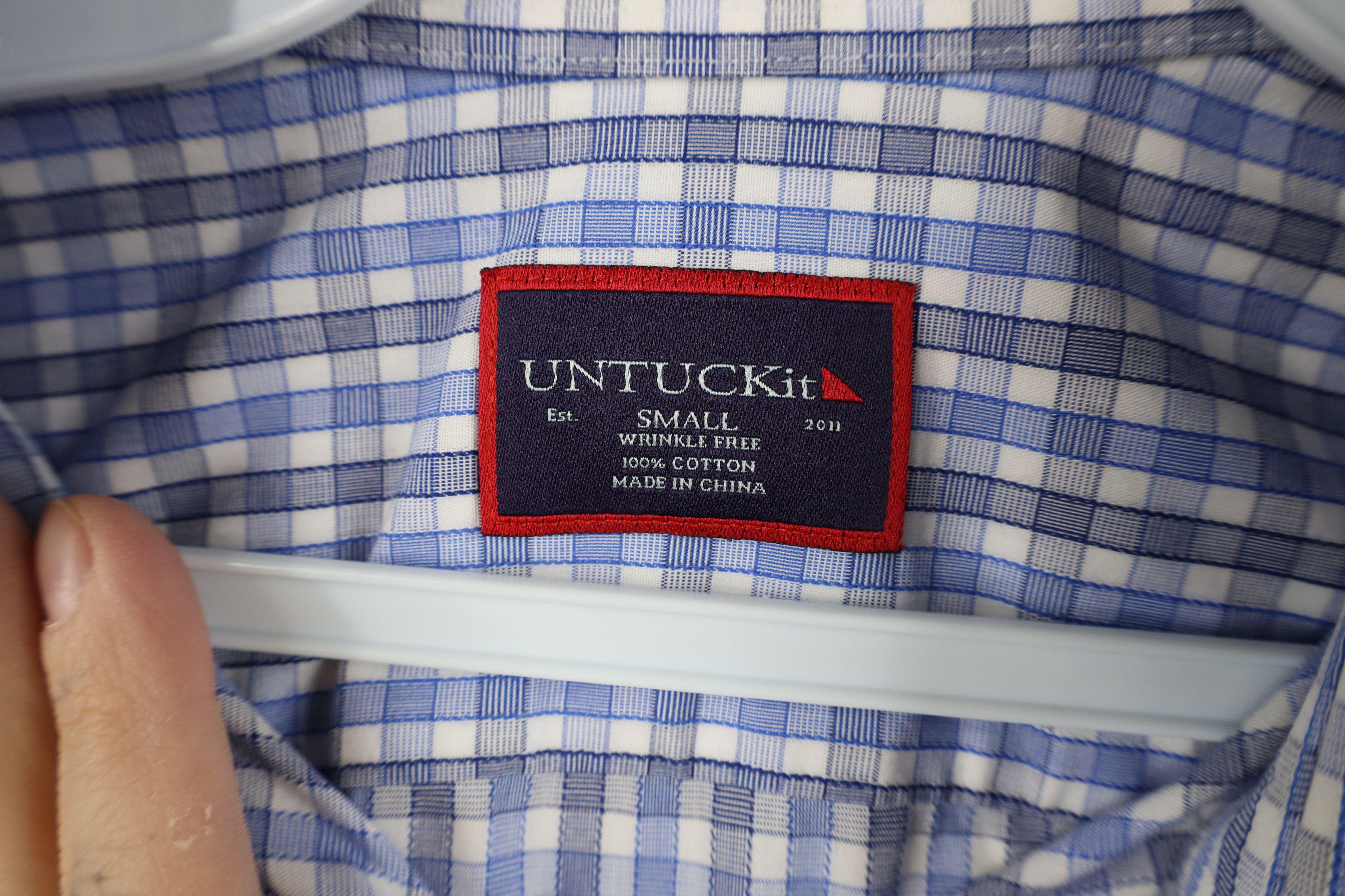 UNTUCKit Untuckit Free Short Sleeve Collared Button Shirt Blue Plaid Size US S / EU 44-46 / 1 - 7 Thumbnail