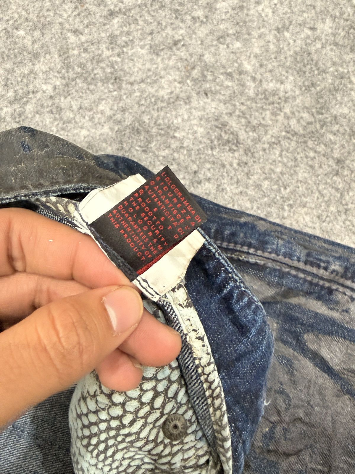Roberto Cavalli AW2005 Roberto Cavalli Crocodile Effect Leather Waxed Denim Size US 33 - 12 Thumbnail
