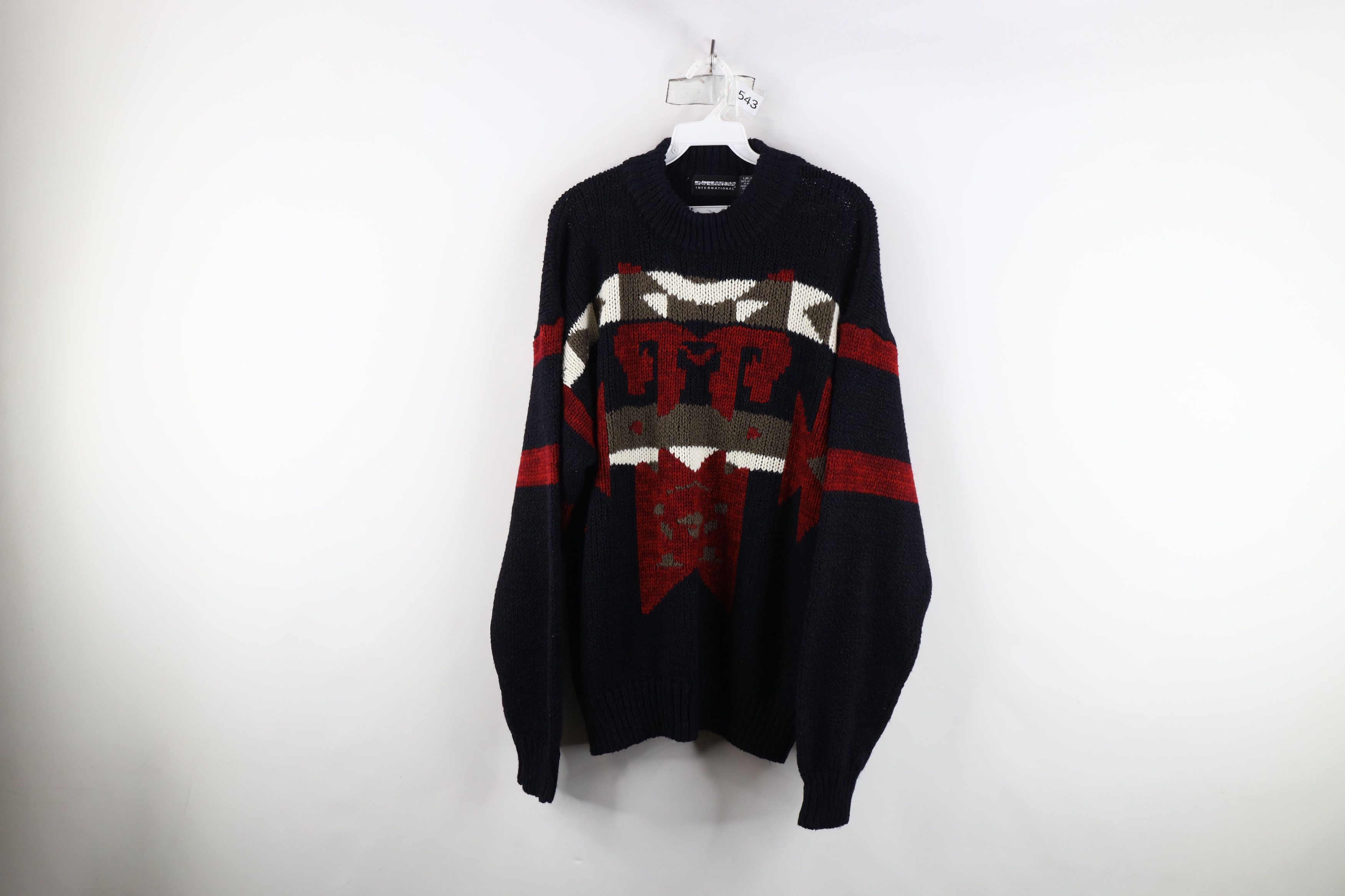 Vintage Vintage 90s Streetwear Geometric Chunky Knit Sweater USA Size L / US 10 / IT 46 - 1 Thumbnail