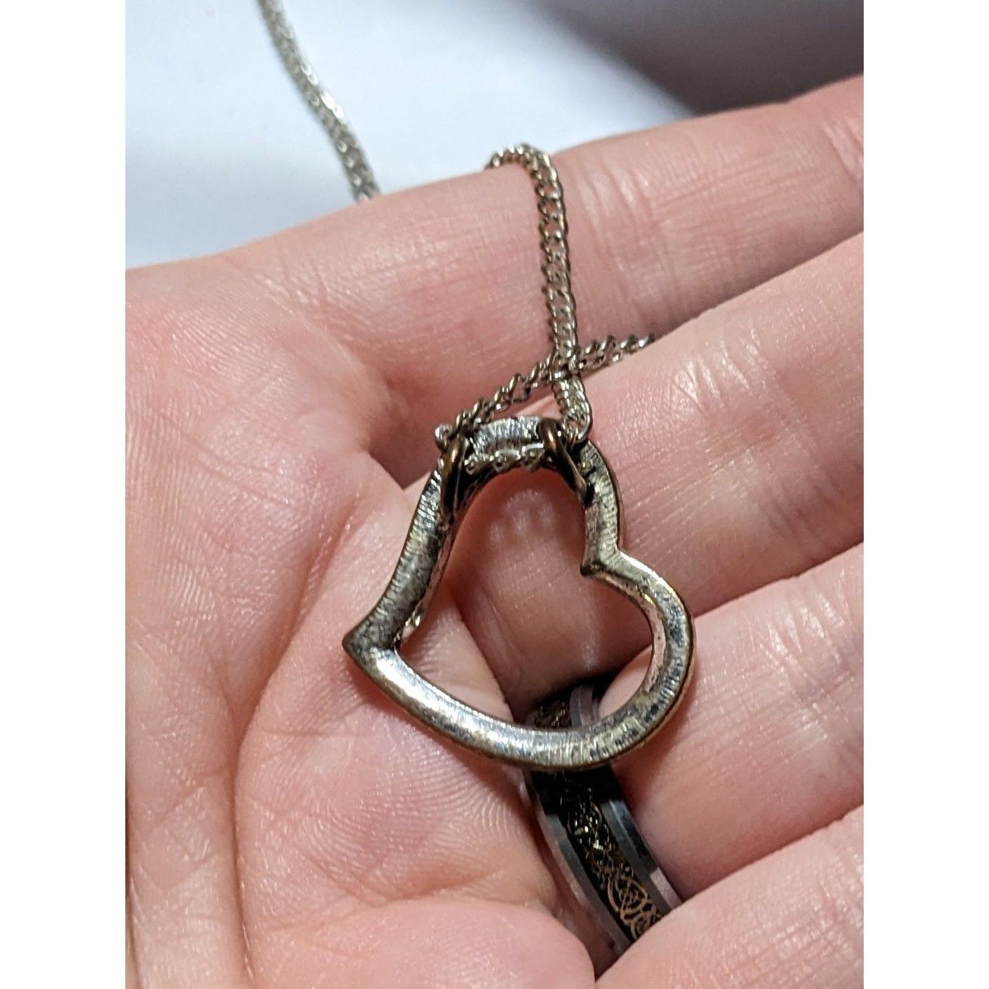 Other Gothic Marcasite Open Heart Pendant Necklace Size ONE SIZE - 8 Thumbnail