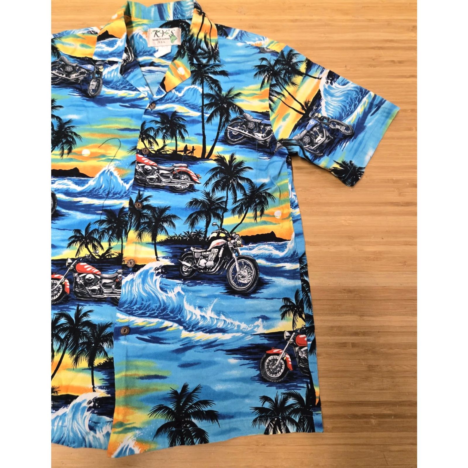 ALOHAS KY'S Shirt Mens Medium Blue Hawaiian Aloha Motorcycle Surf Made in Hawaii USA Size US M / EU 48-50 / 2 - 2 Thumbnail