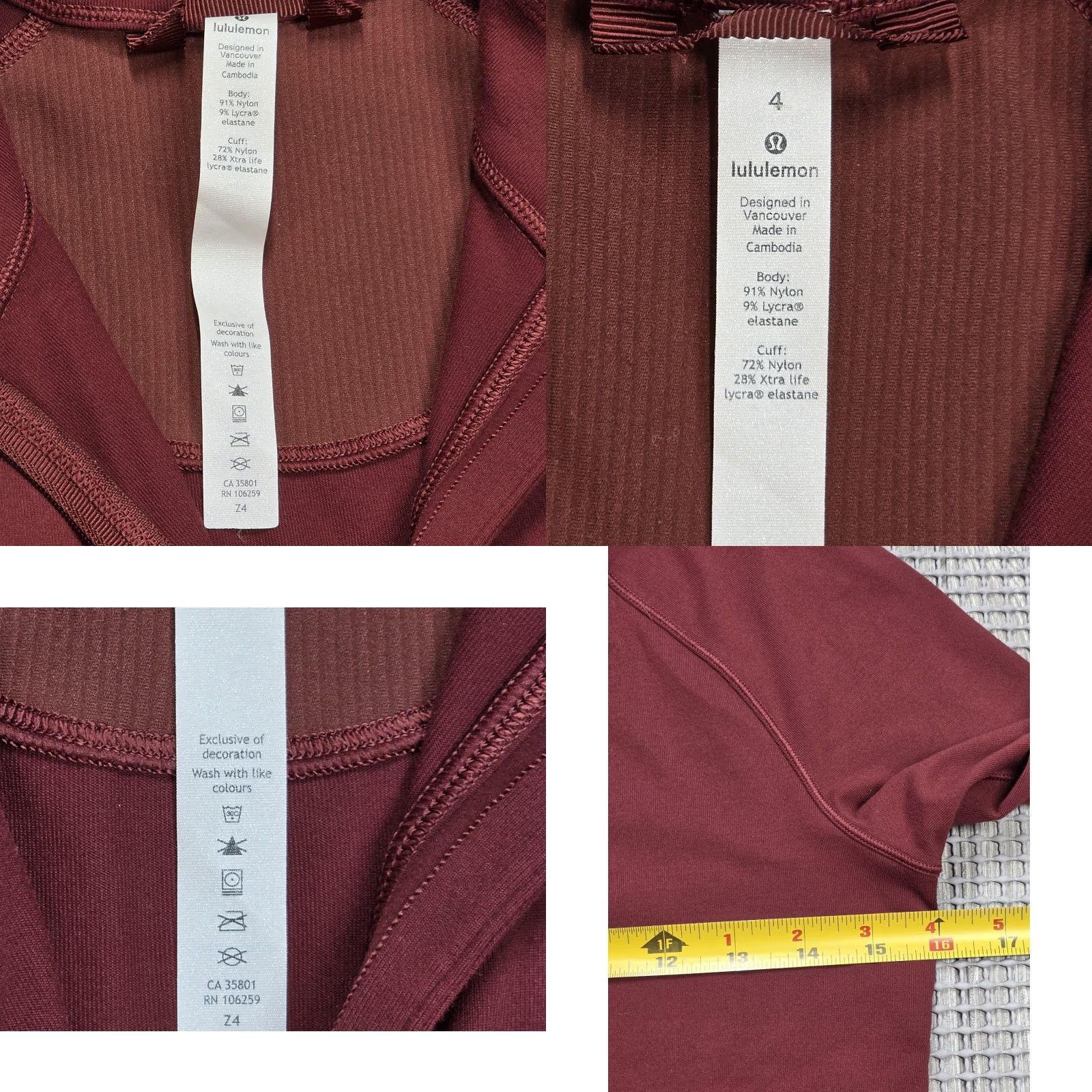 Lululemon Lululemon Its Rulu Cropped Long Sleeve Zip Pullover - Red/Maroon Womens Size 4 Crop Top 1/2 Zip Mock Neck 1/4 Zip Activewear Slim Fit S Size S / US 4 / IT 40 - 8 Thumbnail
